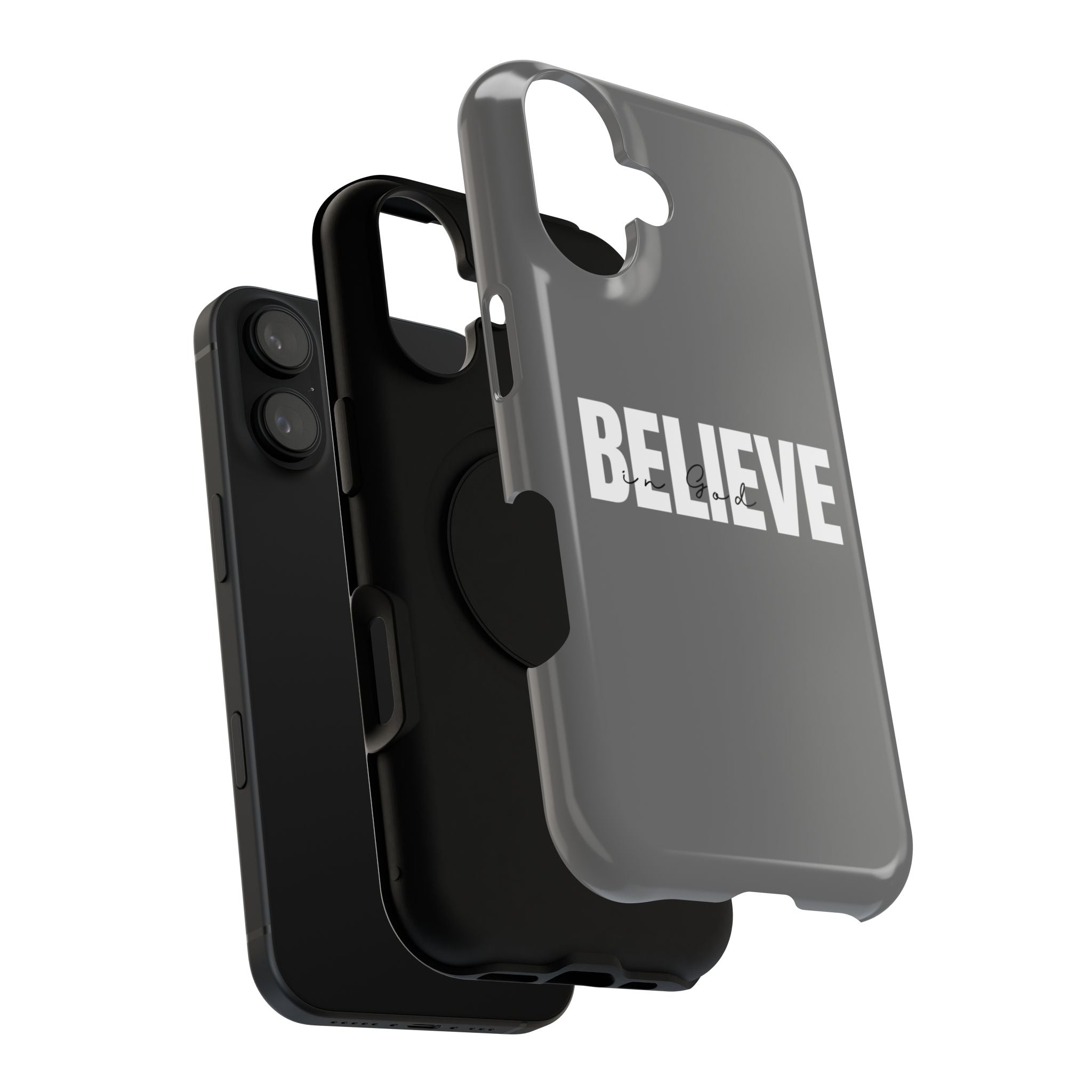 Phone Case — GREY "BELIEVE" Impact-Resistant Protective Cover