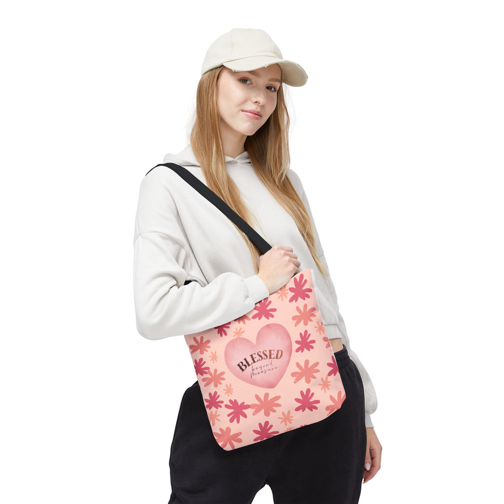 Blessed Heart Floral Tote Bag - Pink All-Over-Print Canvas Tote