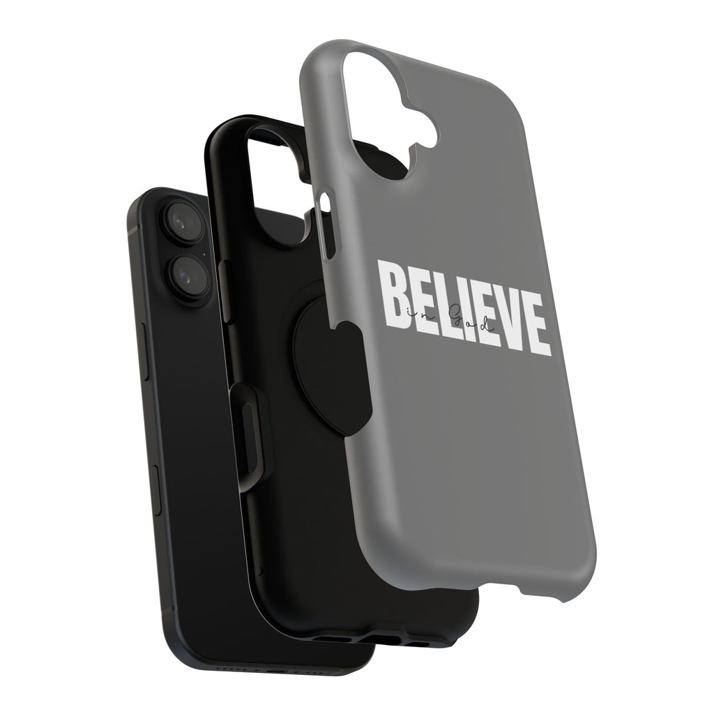 Phone Case — GREY "BELIEVE" Impact-Resistant Protective Cover