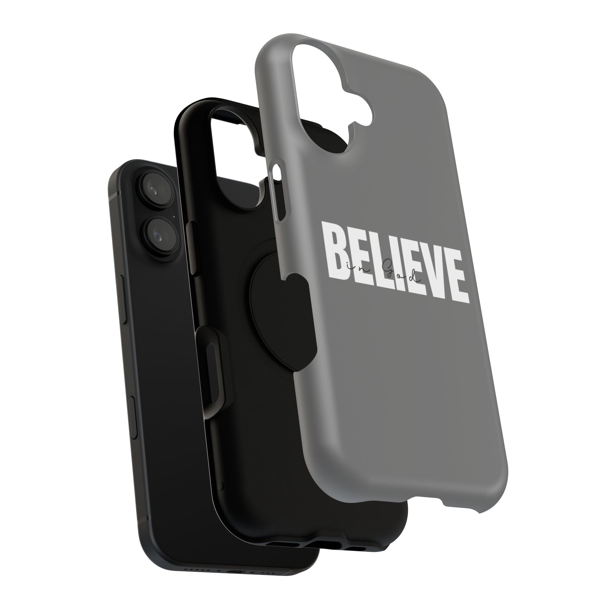 Phone Case — GREY "BELIEVE" Impact-Resistant Protective Cover