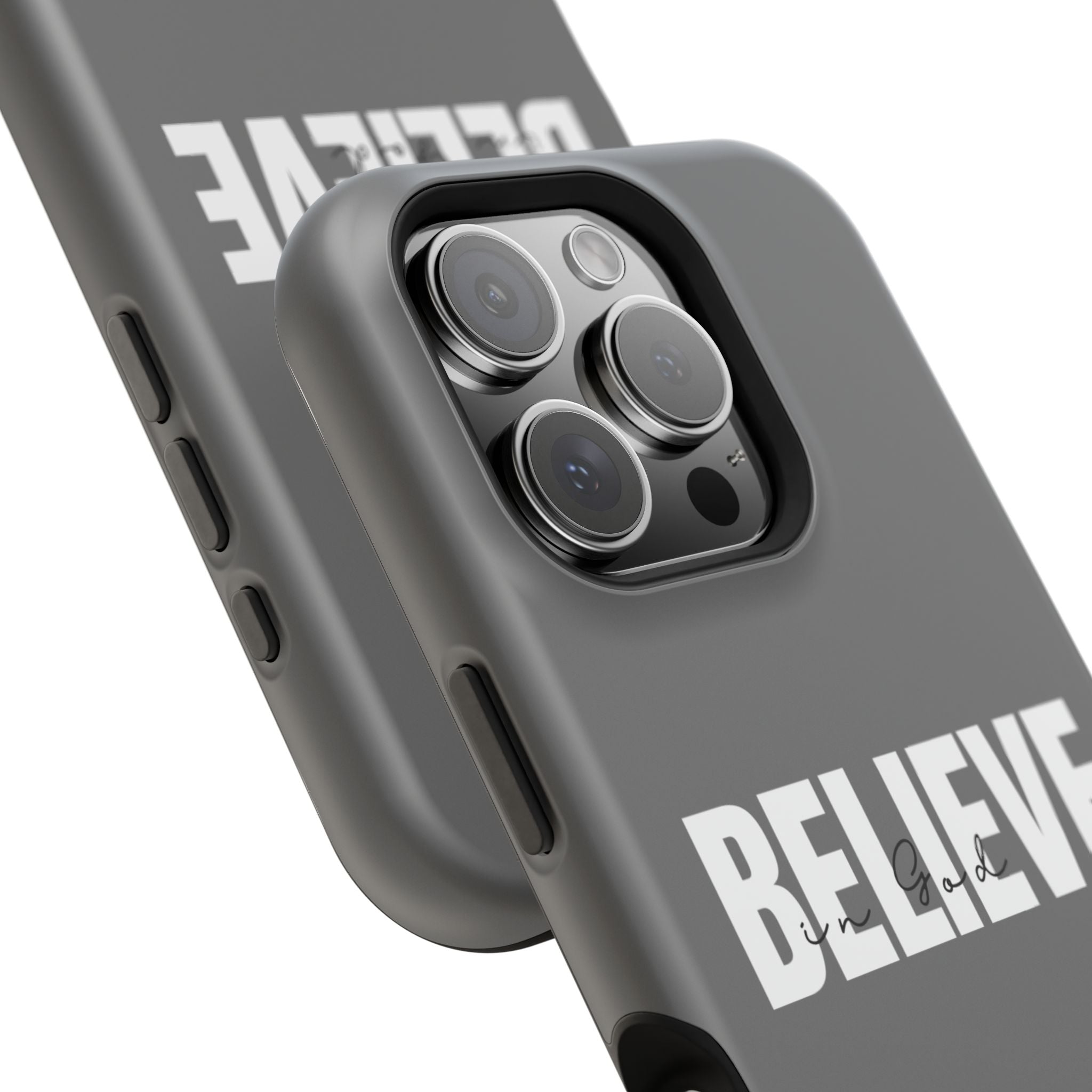 Phone Case — GREY "BELIEVE" Impact-Resistant Protective Cover