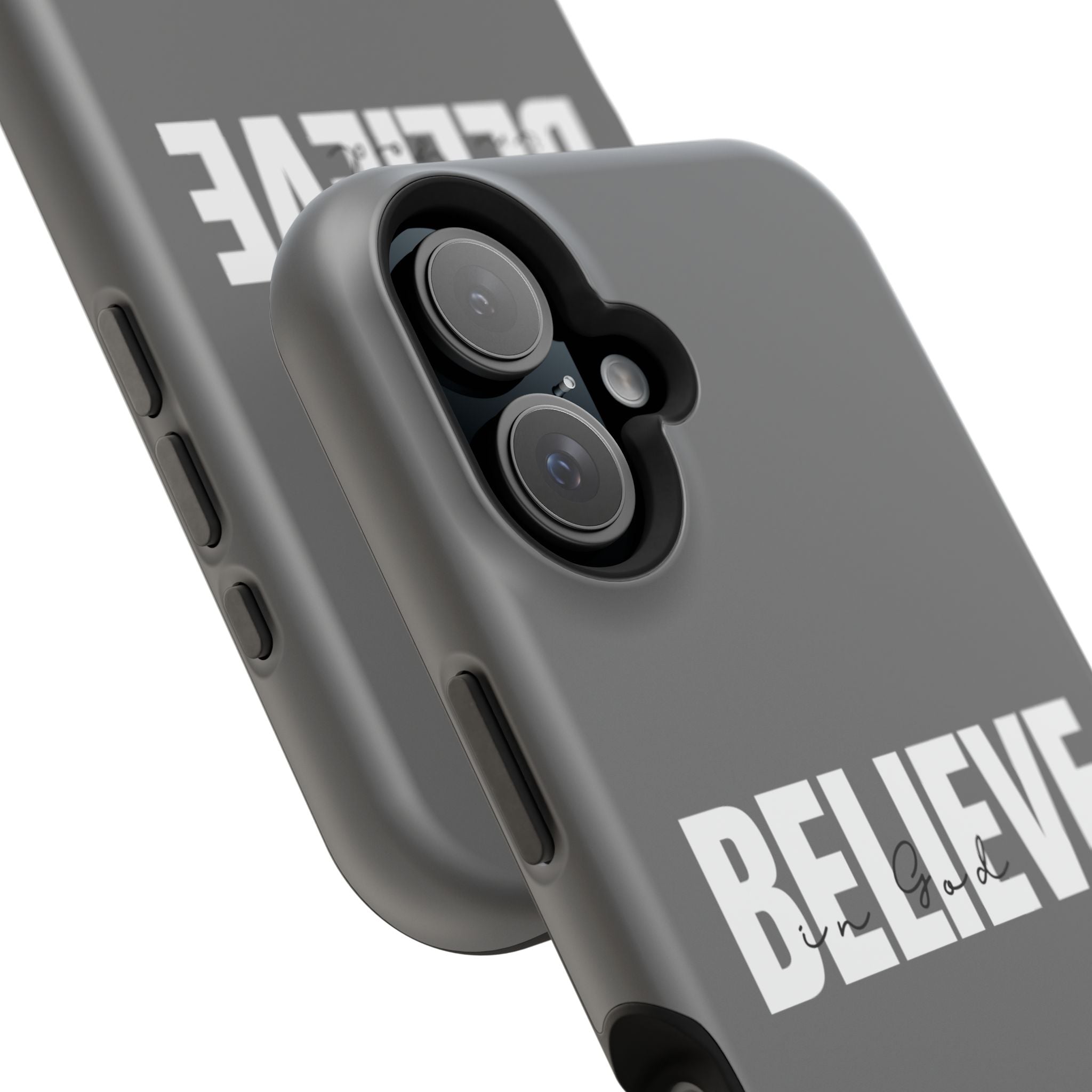Phone Case — GREY "BELIEVE" Impact-Resistant Protective Cover