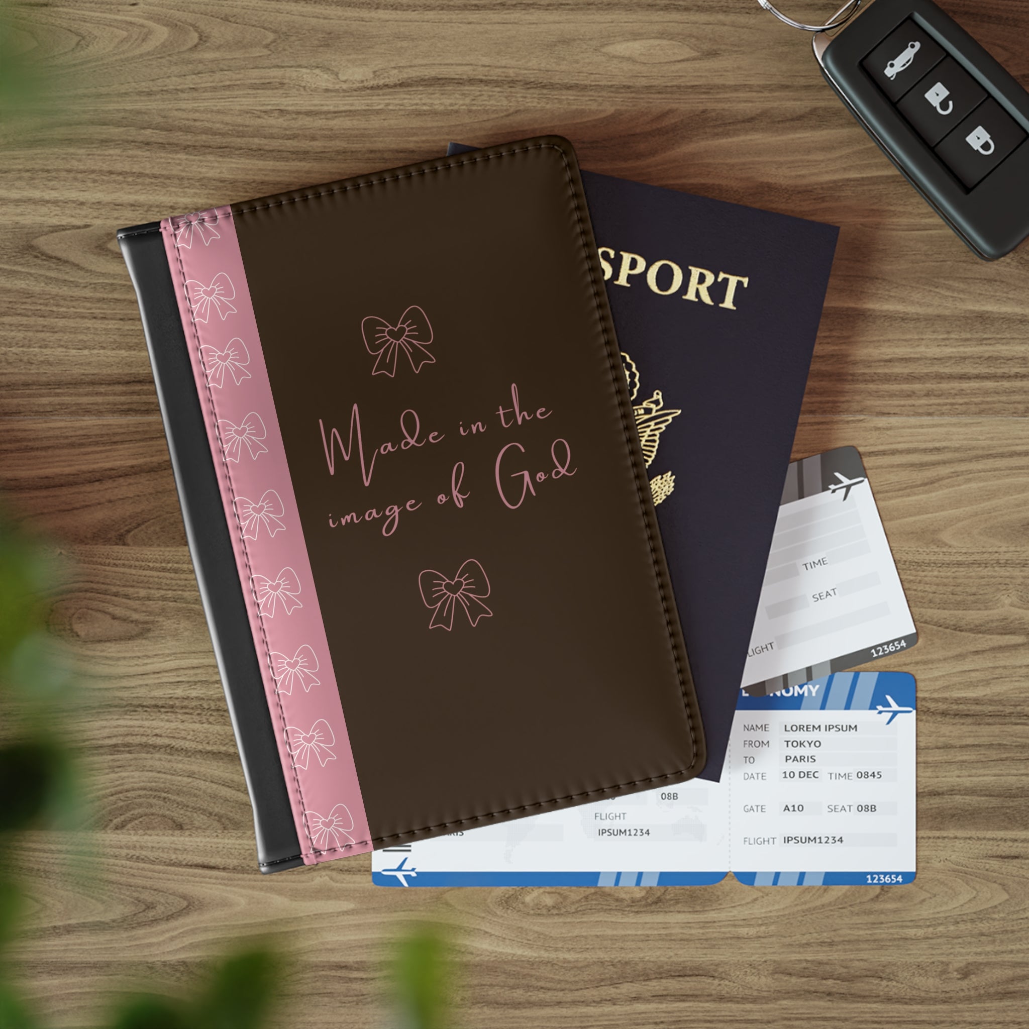 Made in the Image of God Passport Cover — Pink Bow Christian Travel Wallet