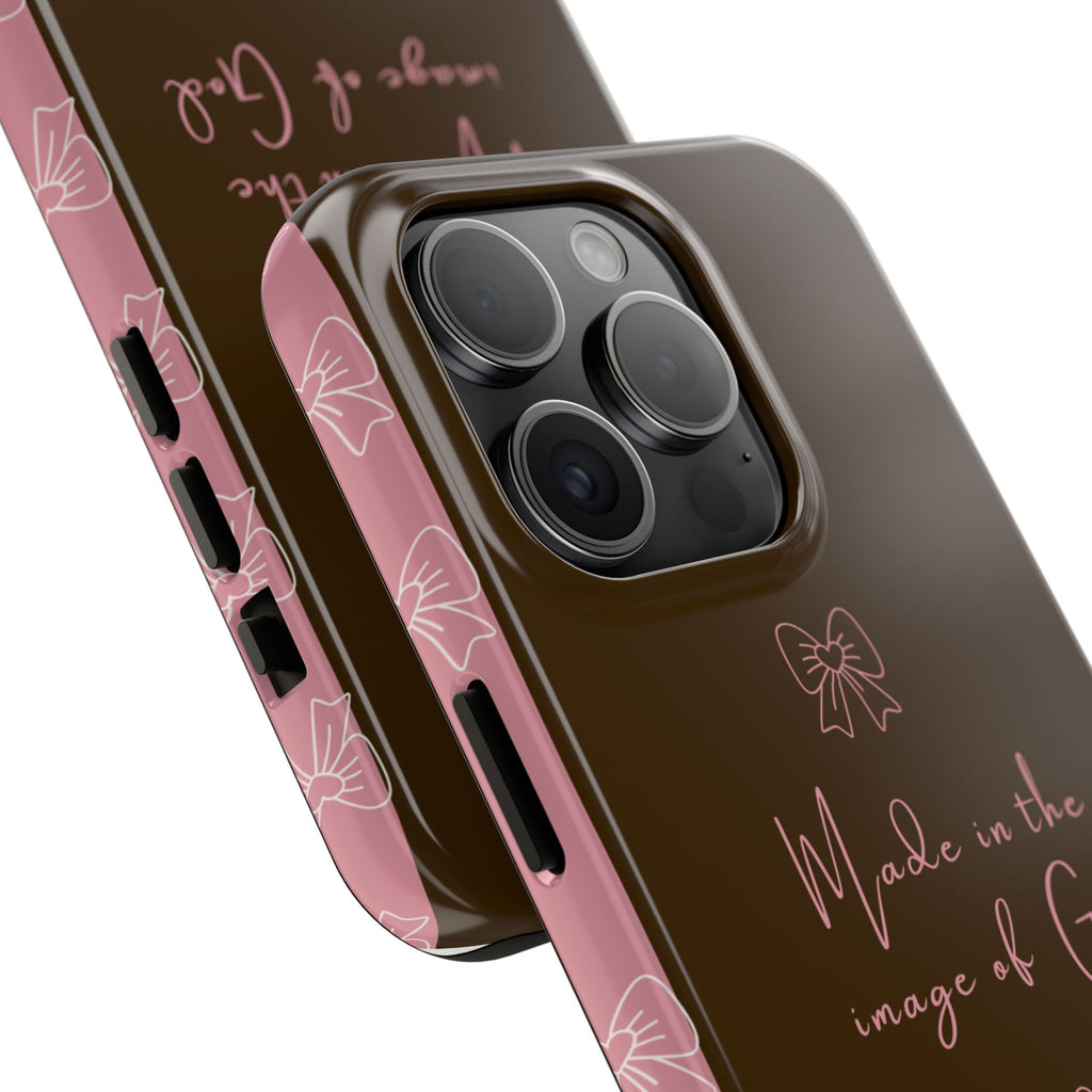 Made in the Image of God Tough Phone Case – Feminine Bow Christian Protective Cover