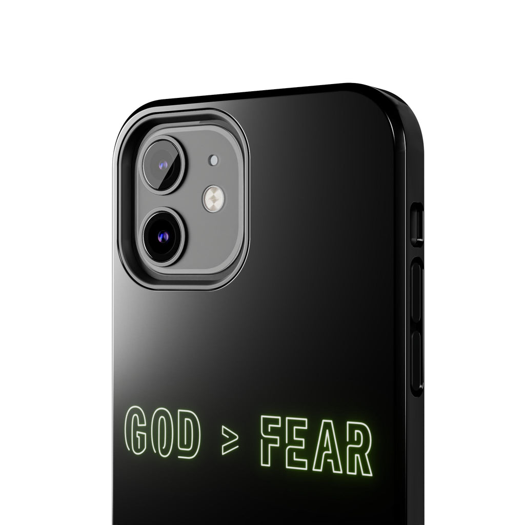 God > Fear Tough Phone Case — Neon Faith Protective iPhone Cover