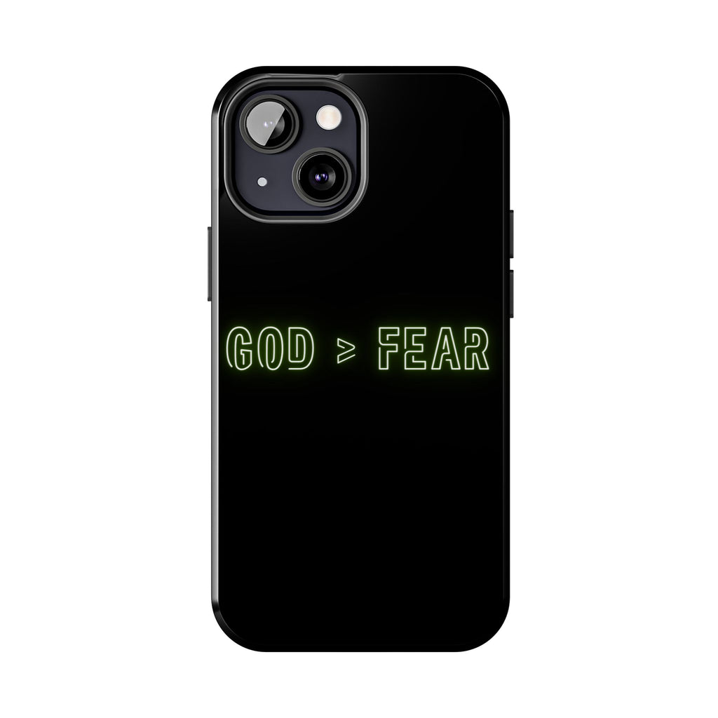God > Fear Tough Phone Case — Neon Faith Protective iPhone Cover