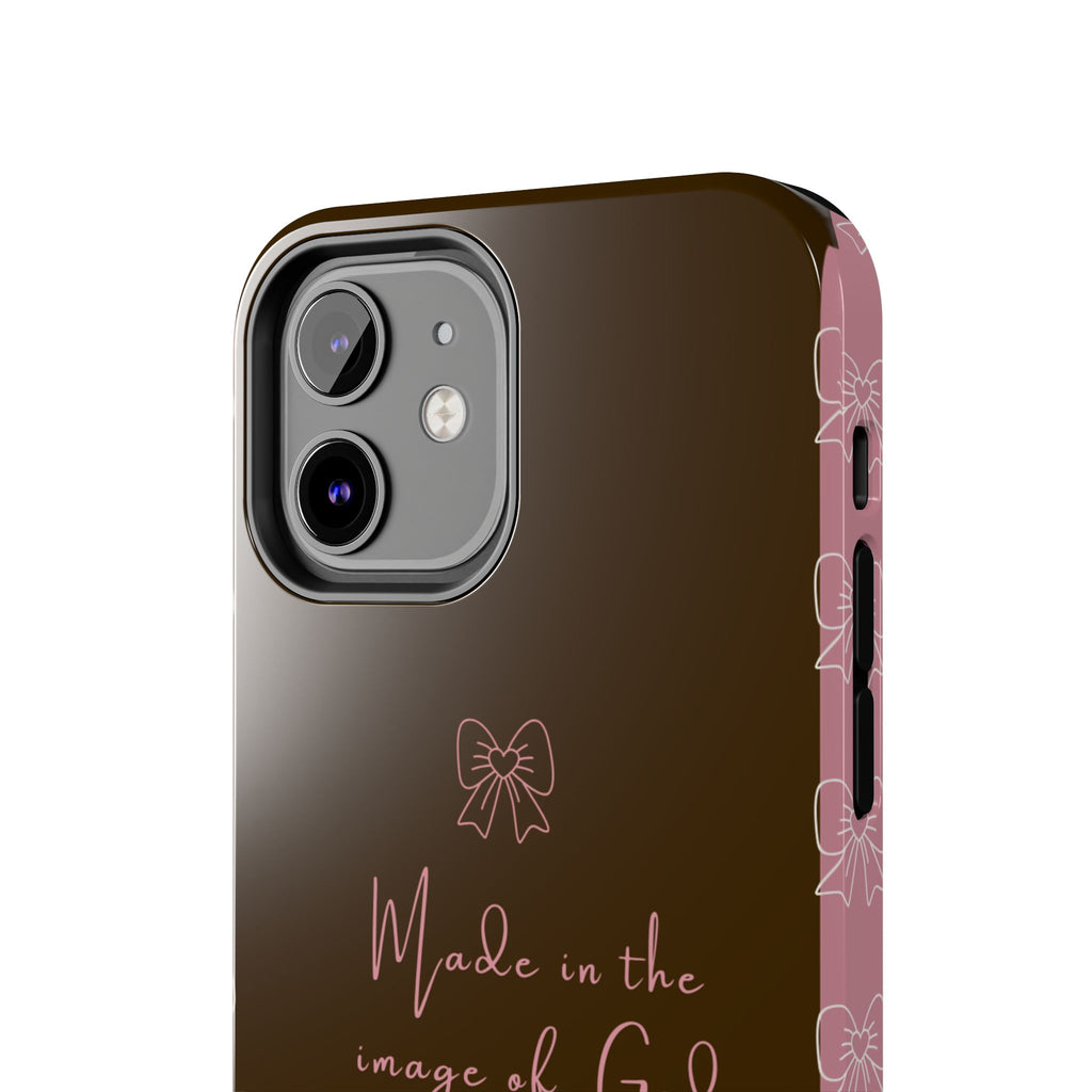 Made in the Image of God Tough Phone Case – Feminine Bow Christian Protective Cover