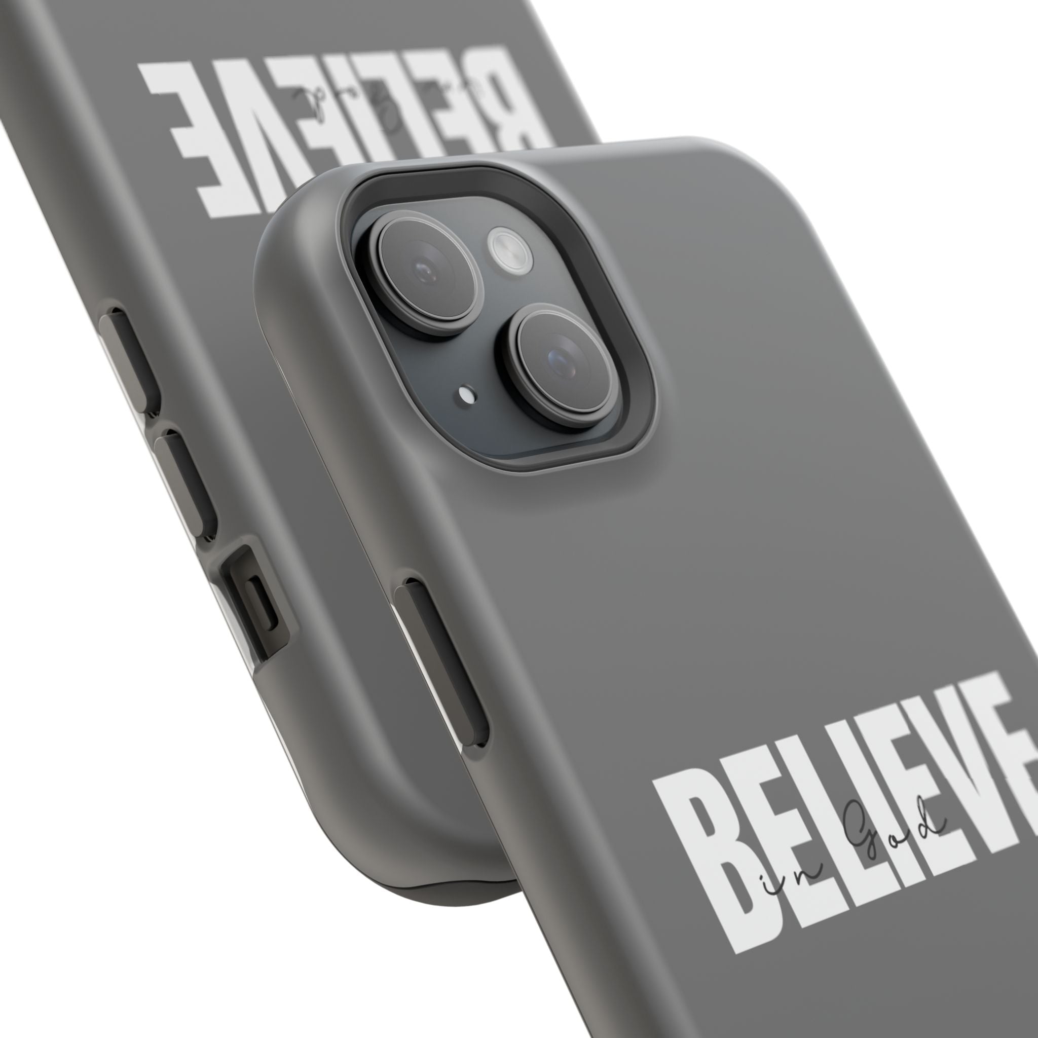 Phone Case — GREY "BELIEVE" Impact-Resistant Protective Cover