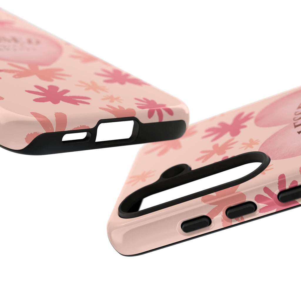 Blessed Heart Floral Phone Case — Pink 'Blessed Beyond Measure' Protective Tough Case