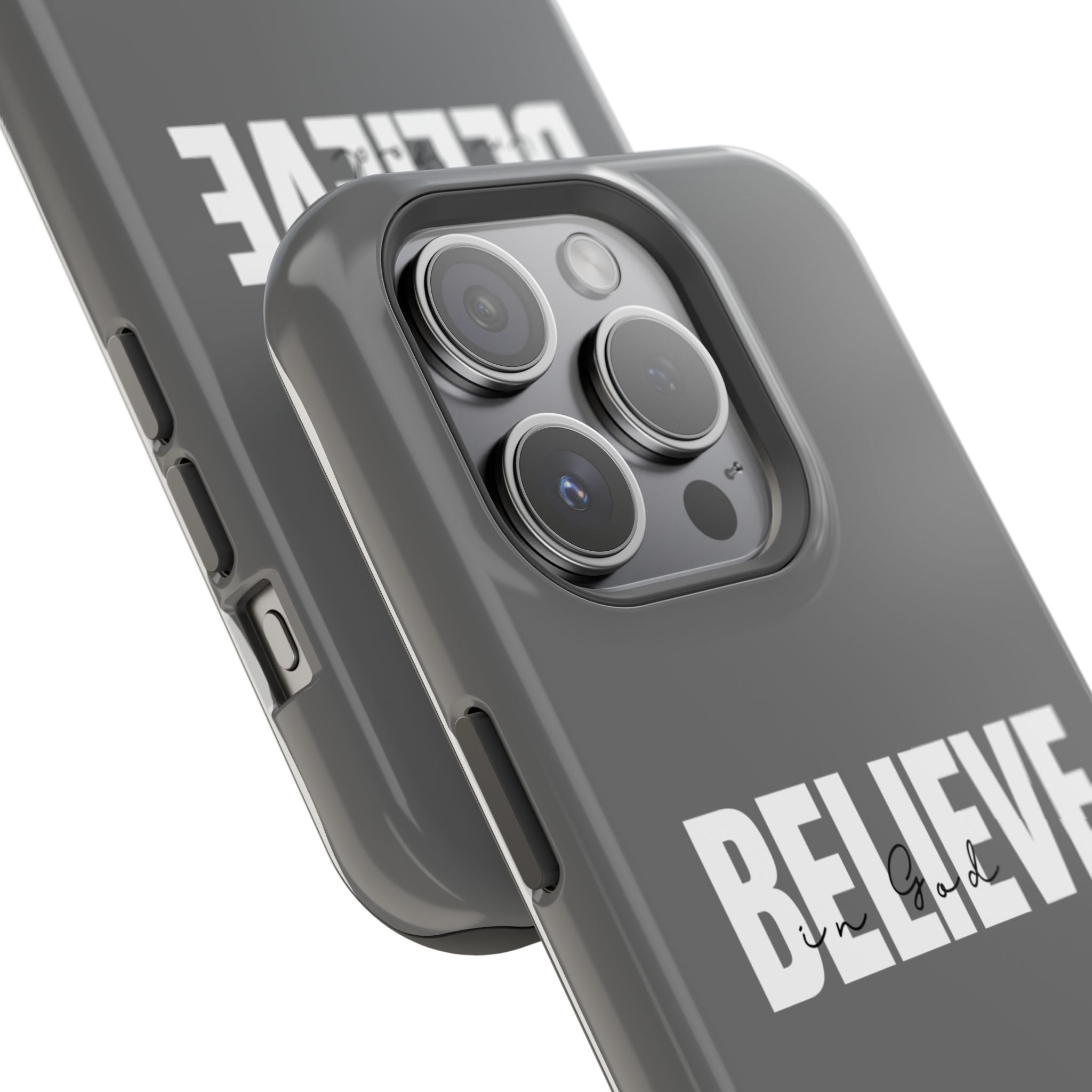 Phone Case — GREY "BELIEVE" Impact-Resistant Protective Cover