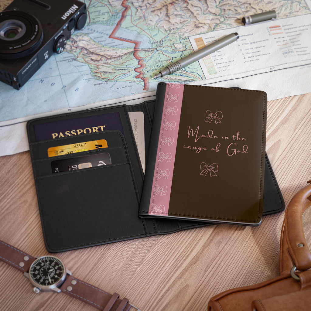 Made in the Image of God Passport Cover — Pink Bow Christian Travel Wallet