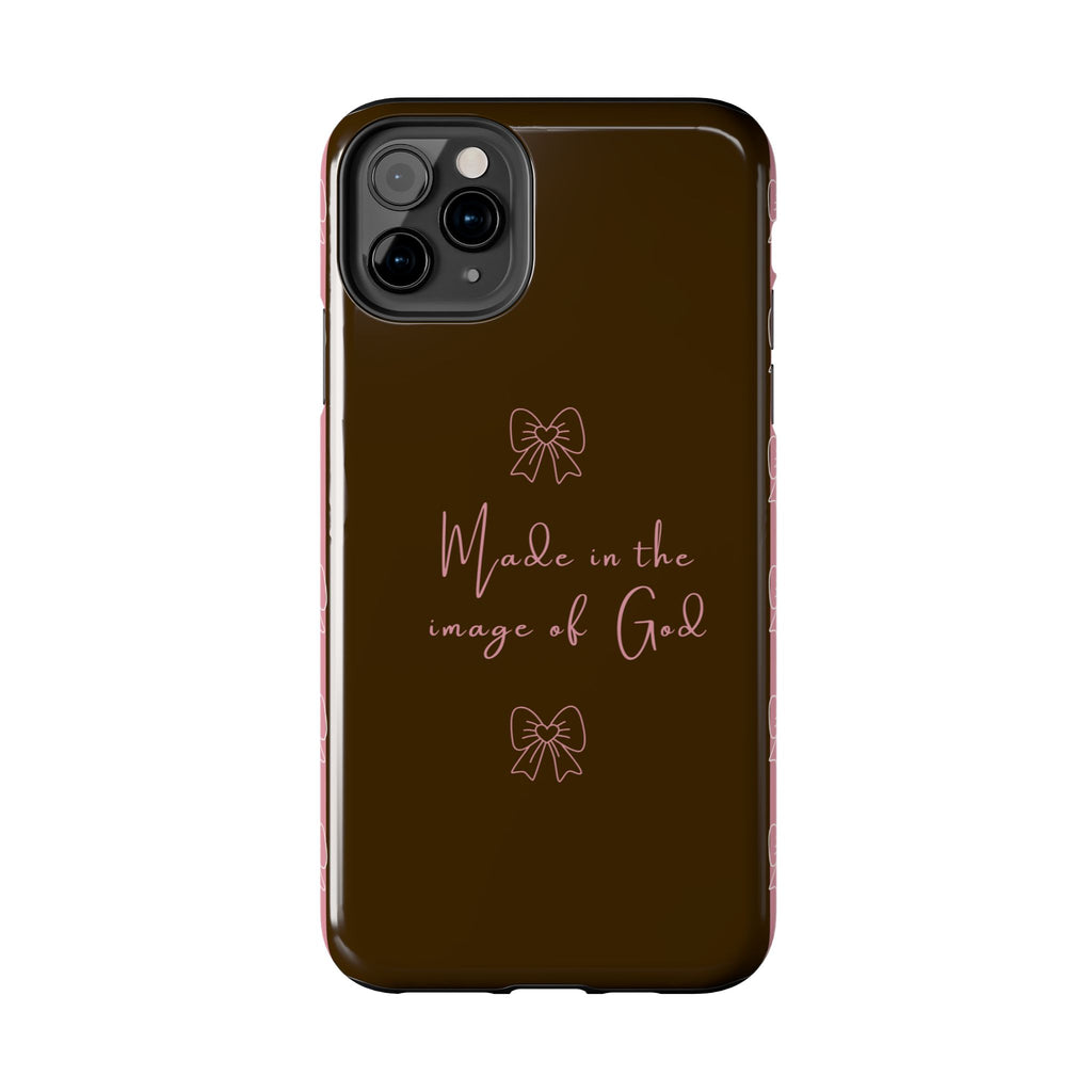 Made in the Image of God Tough Phone Case – Feminine Bow Christian Protective Cover