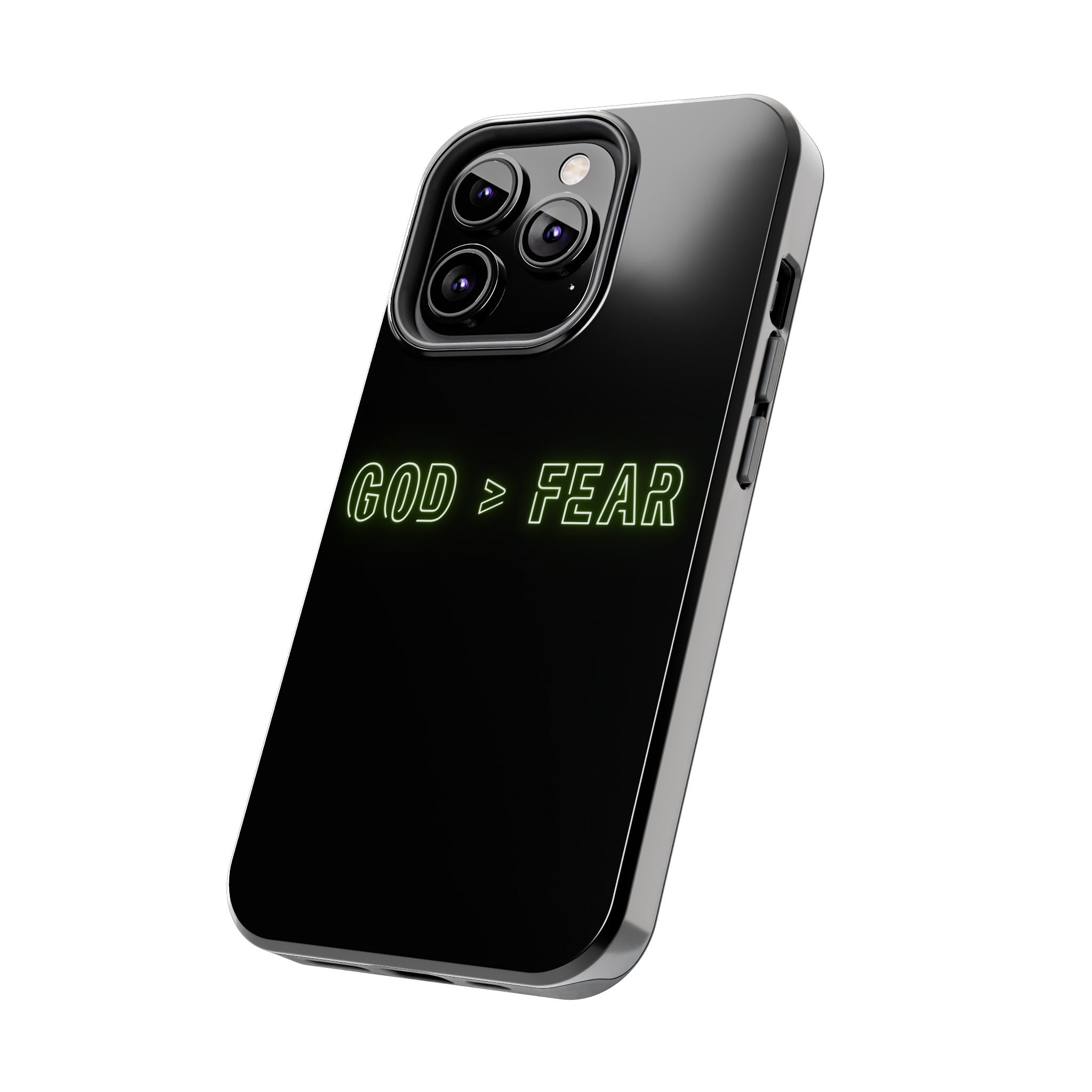God > Fear Tough Phone Case — Neon Faith Protective iPhone Cover