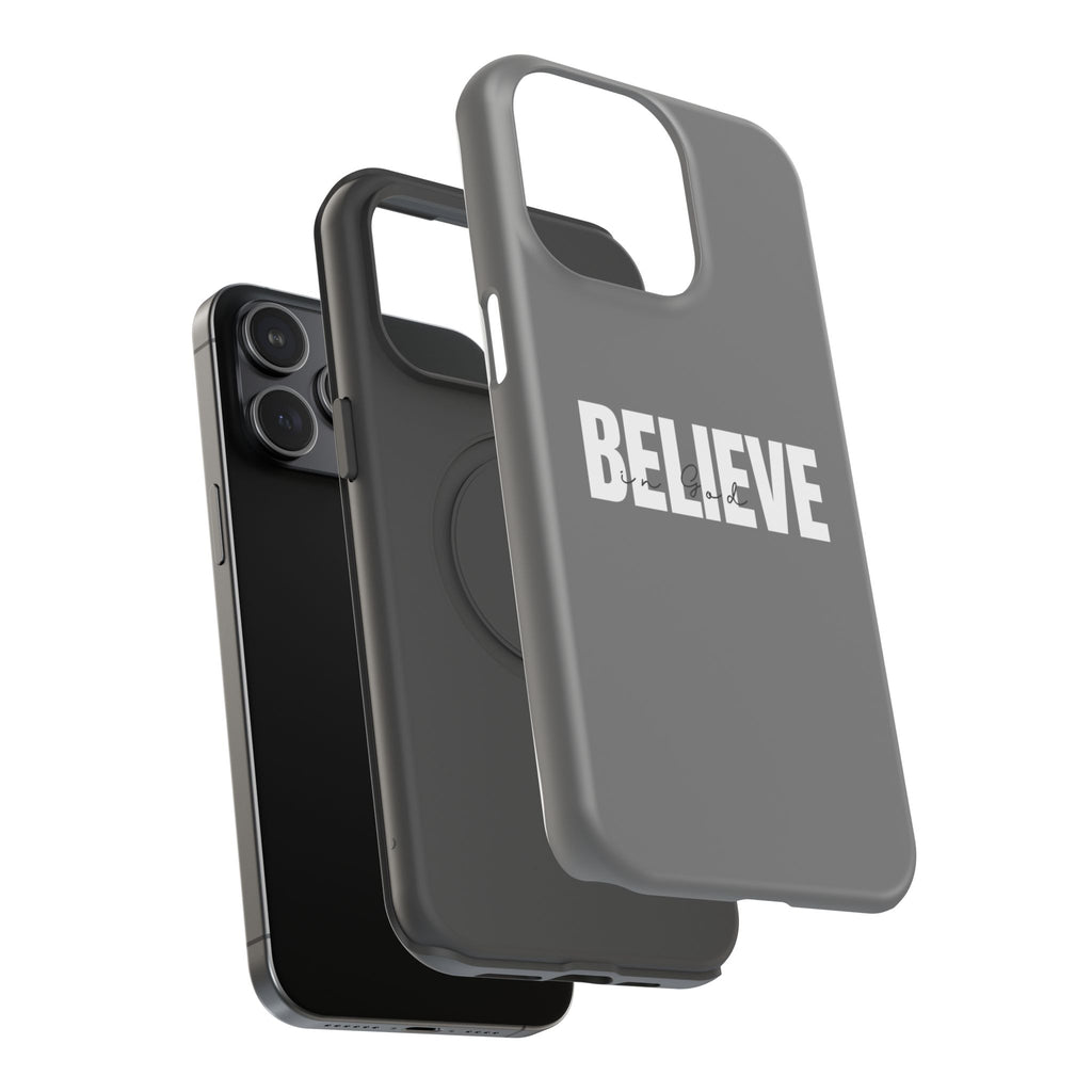 Phone Case — GREY "BELIEVE" Impact-Resistant Protective Cover