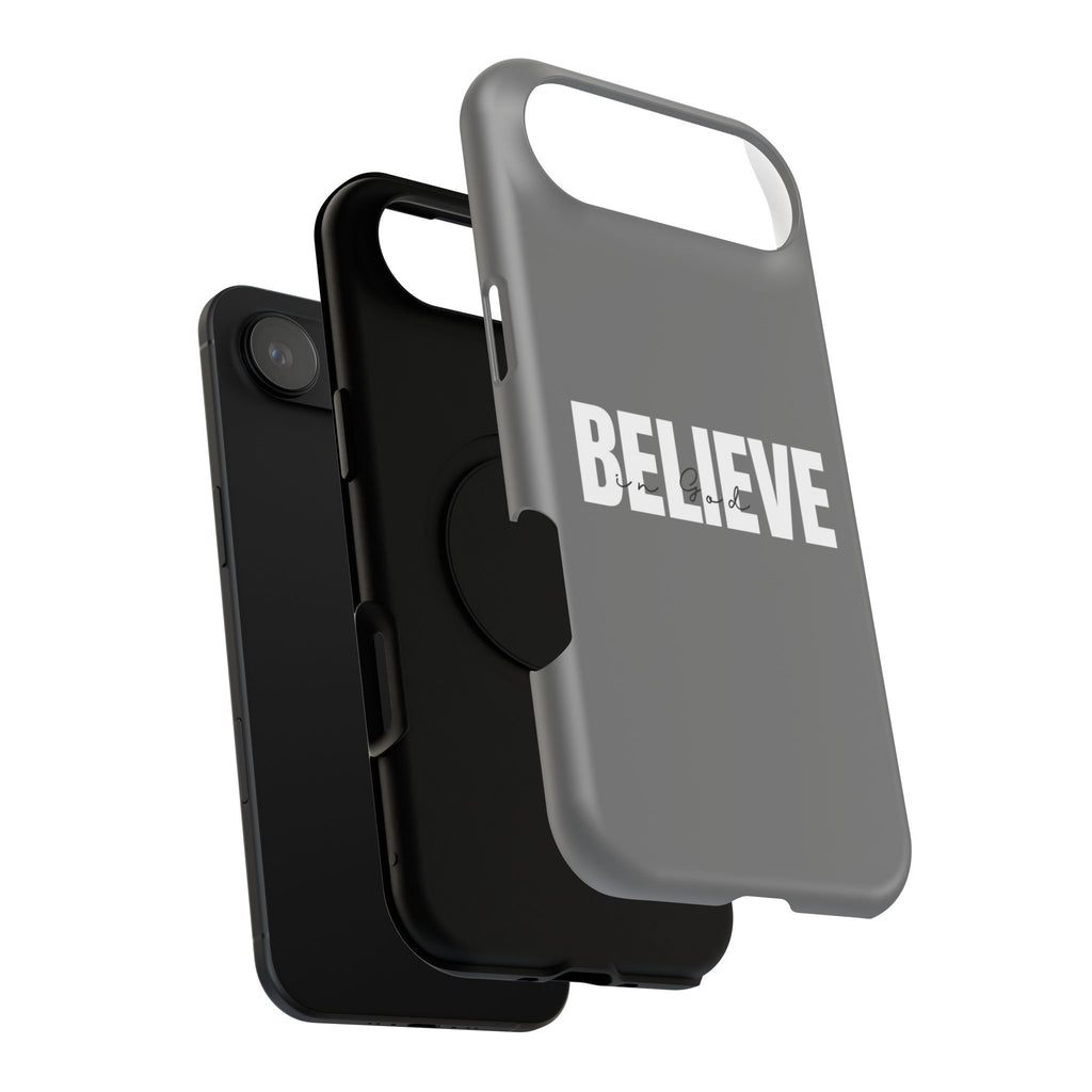 Phone Case — GREY "BELIEVE" Impact-Resistant Protective Cover