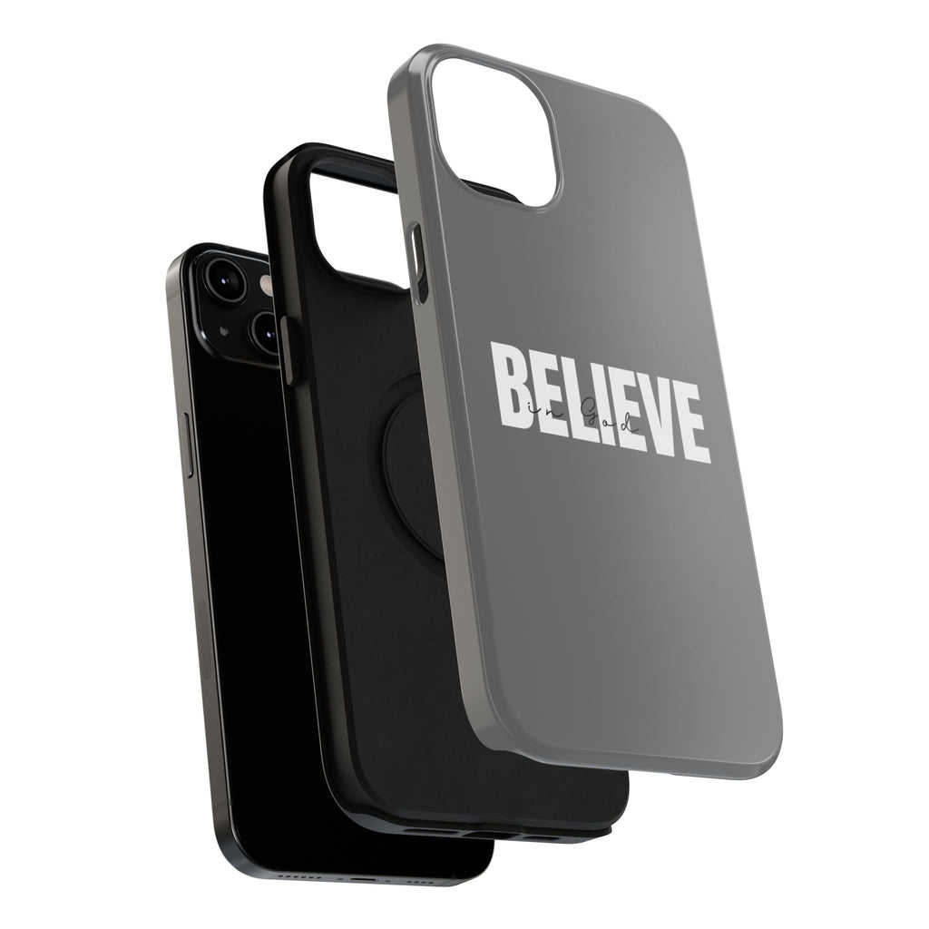 Phone Case — GREY "BELIEVE" Impact-Resistant Protective Cover