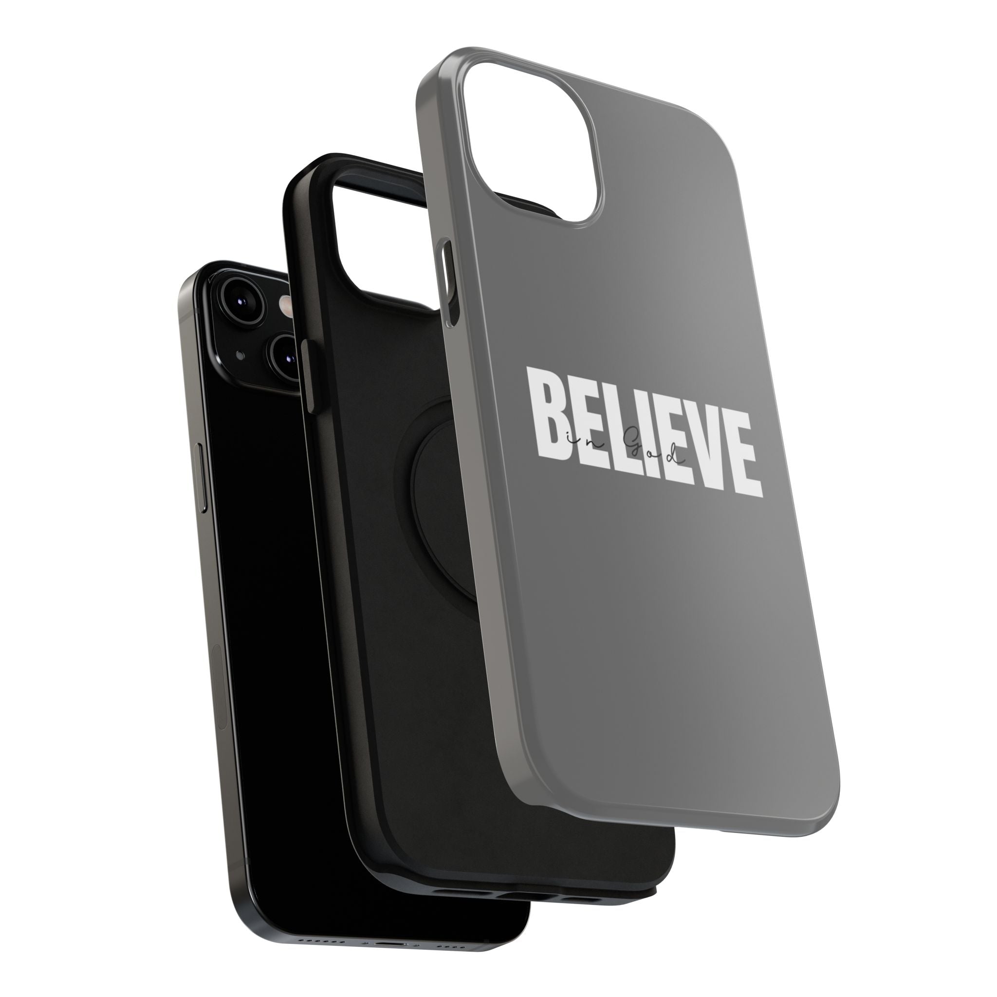 Phone Case — GREY "BELIEVE" Impact-Resistant Protective Cover