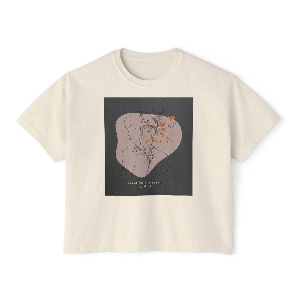 Women's Boxy Tee — Minimal Line Art Floral Silhouette Tee
