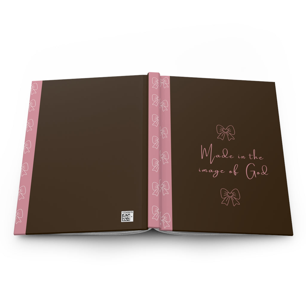 Hardcover Journal — "Made in the Image of God" Brown & Pink Inspirational Notebook