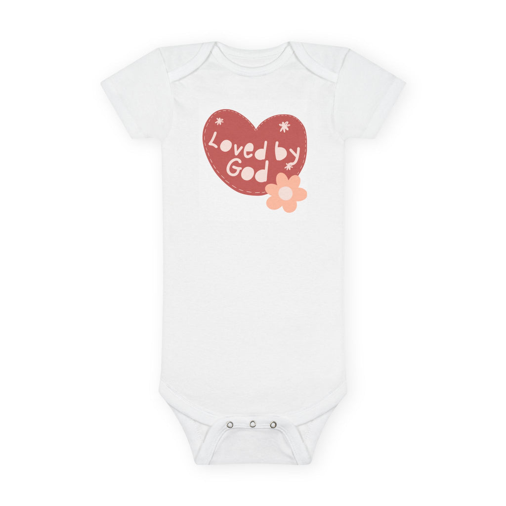 Loved by God Baby Onesie — Heart & Flower Christian Infant Bodysuit