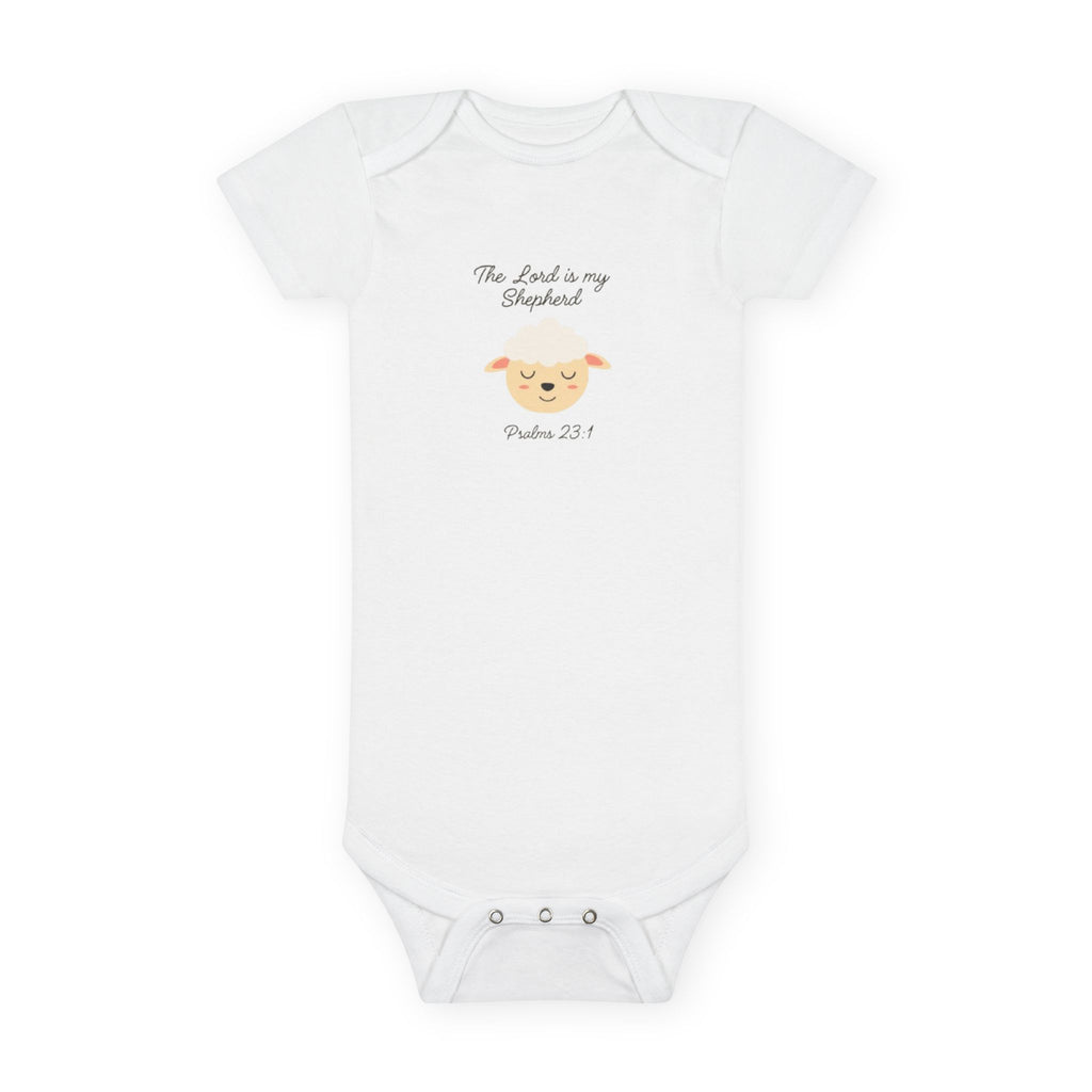 Baby Onesie - "The Lord Is My Shepherd" Cute Lamb Christian Infant Bodysuit (Psalm 23:1)