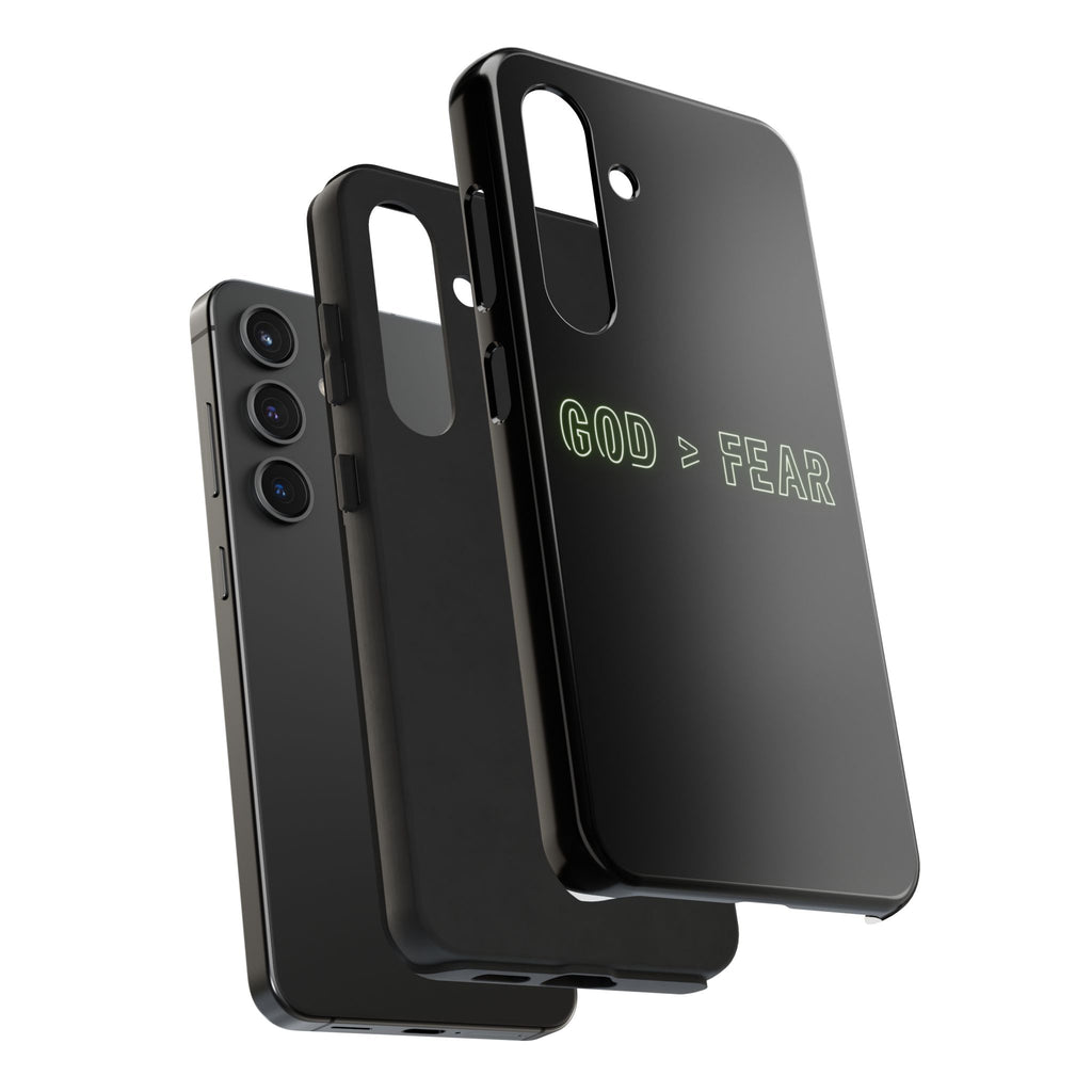 God > Fear Tough Phone Case — Neon Faith Protective iPhone Cover