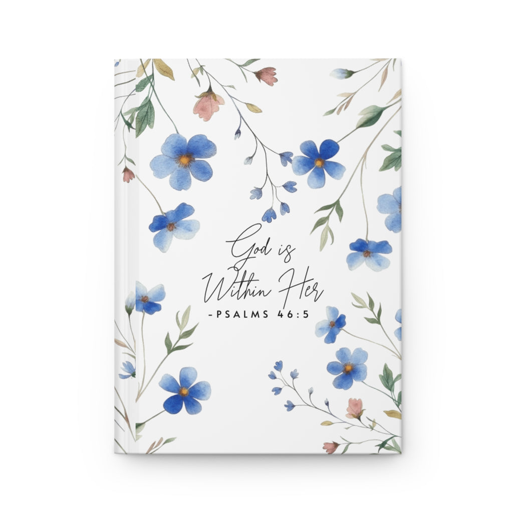 Floral Psalms Hardcover Journal — "God is Within Her" Inspirational Notebook