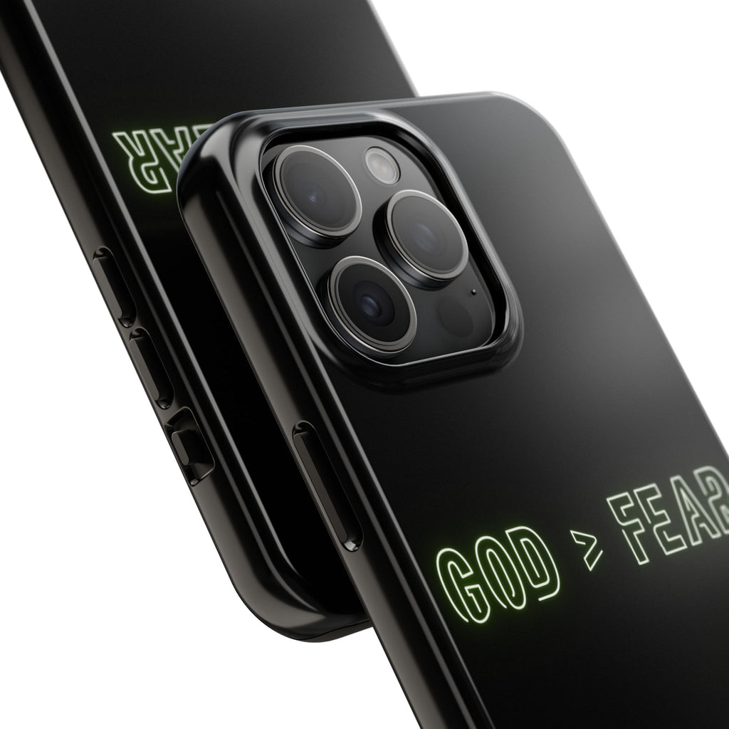 God > Fear Tough Phone Case — Neon Faith Protective iPhone Cover