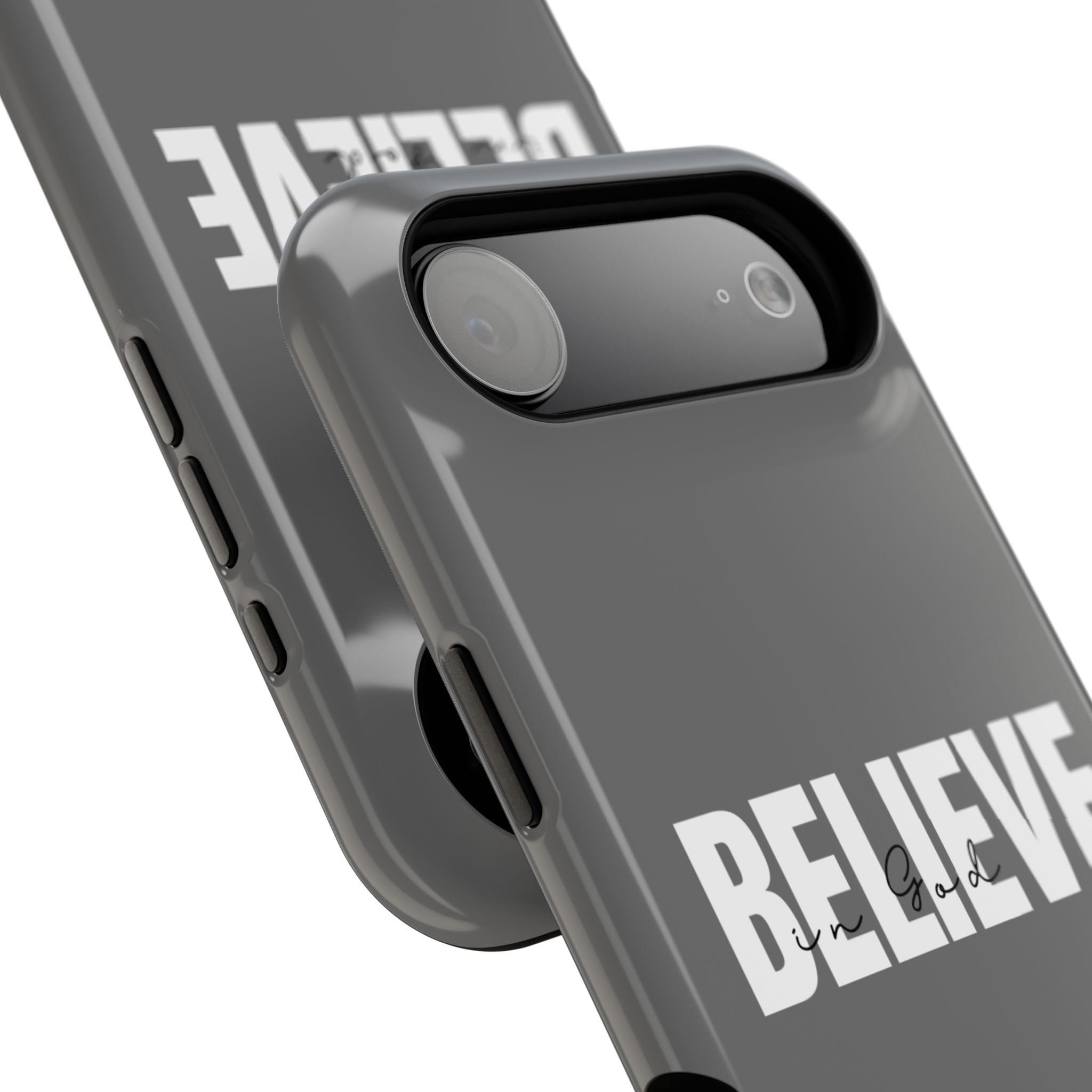 Phone Case — GREY "BELIEVE" Impact-Resistant Protective Cover