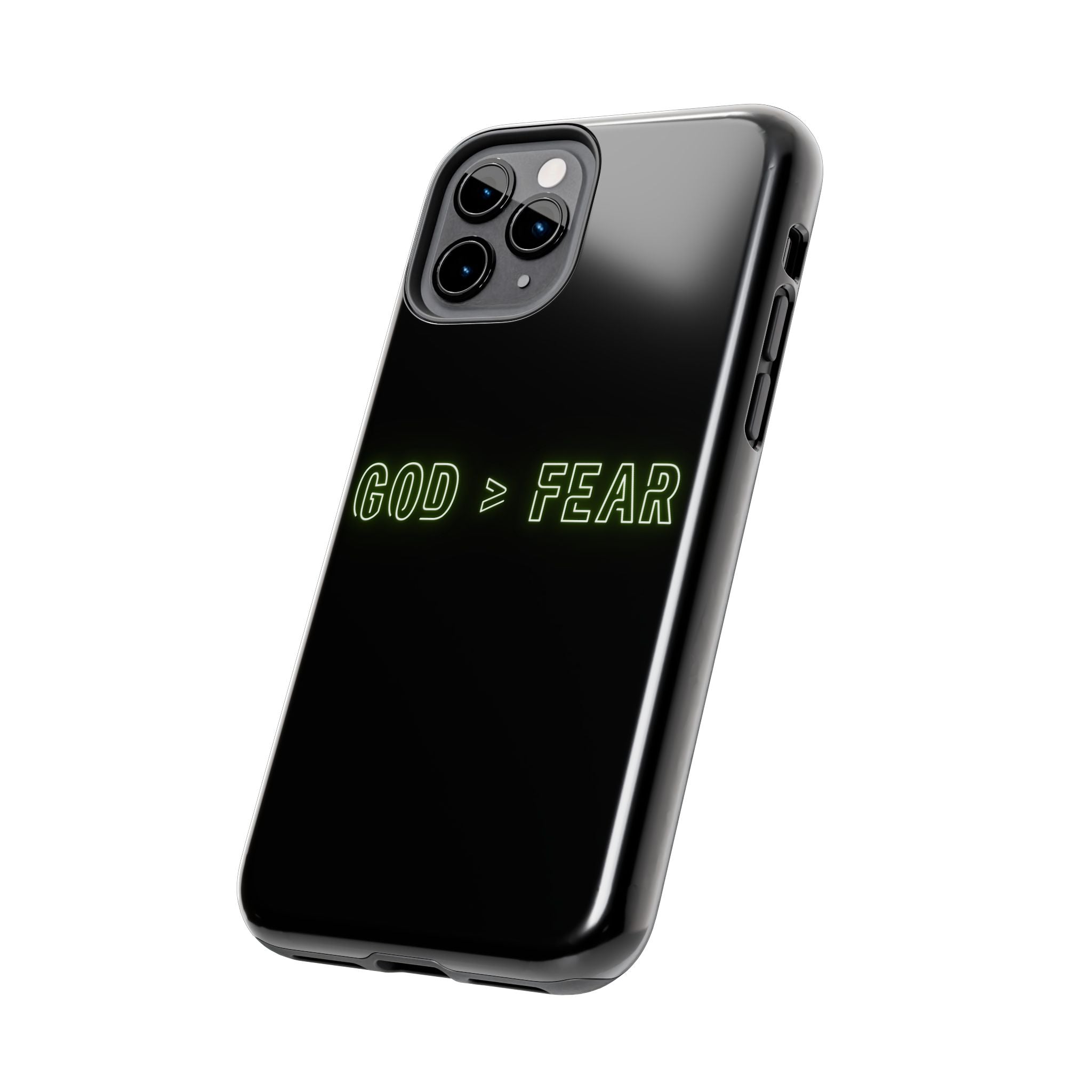 God > Fear Tough Phone Case — Neon Faith Protective iPhone Cover