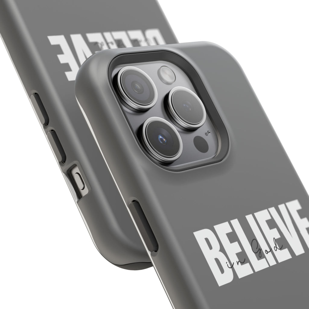 Phone Case — GREY "BELIEVE" Impact-Resistant Protective Cover