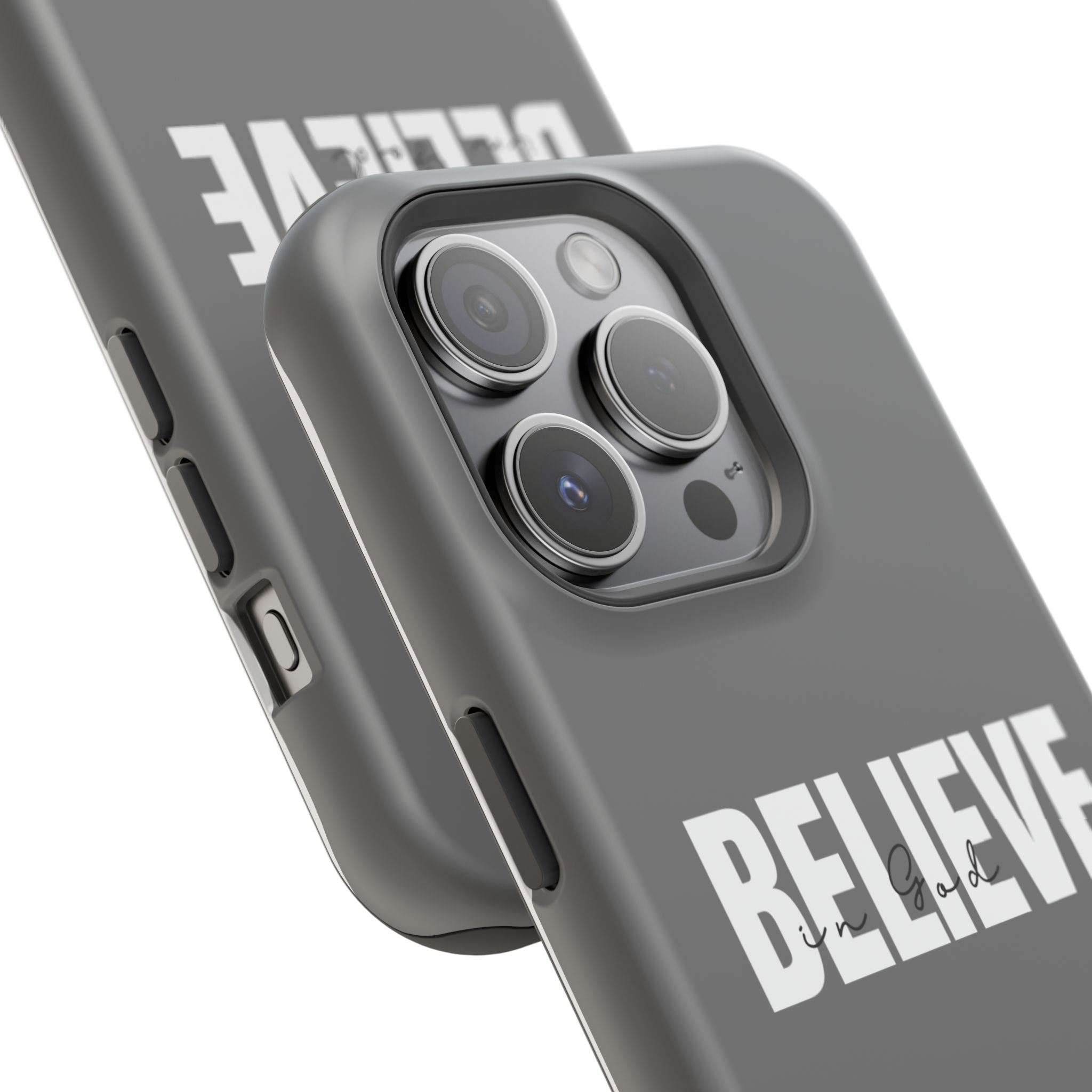 Phone Case — GREY "BELIEVE" Impact-Resistant Protective Cover