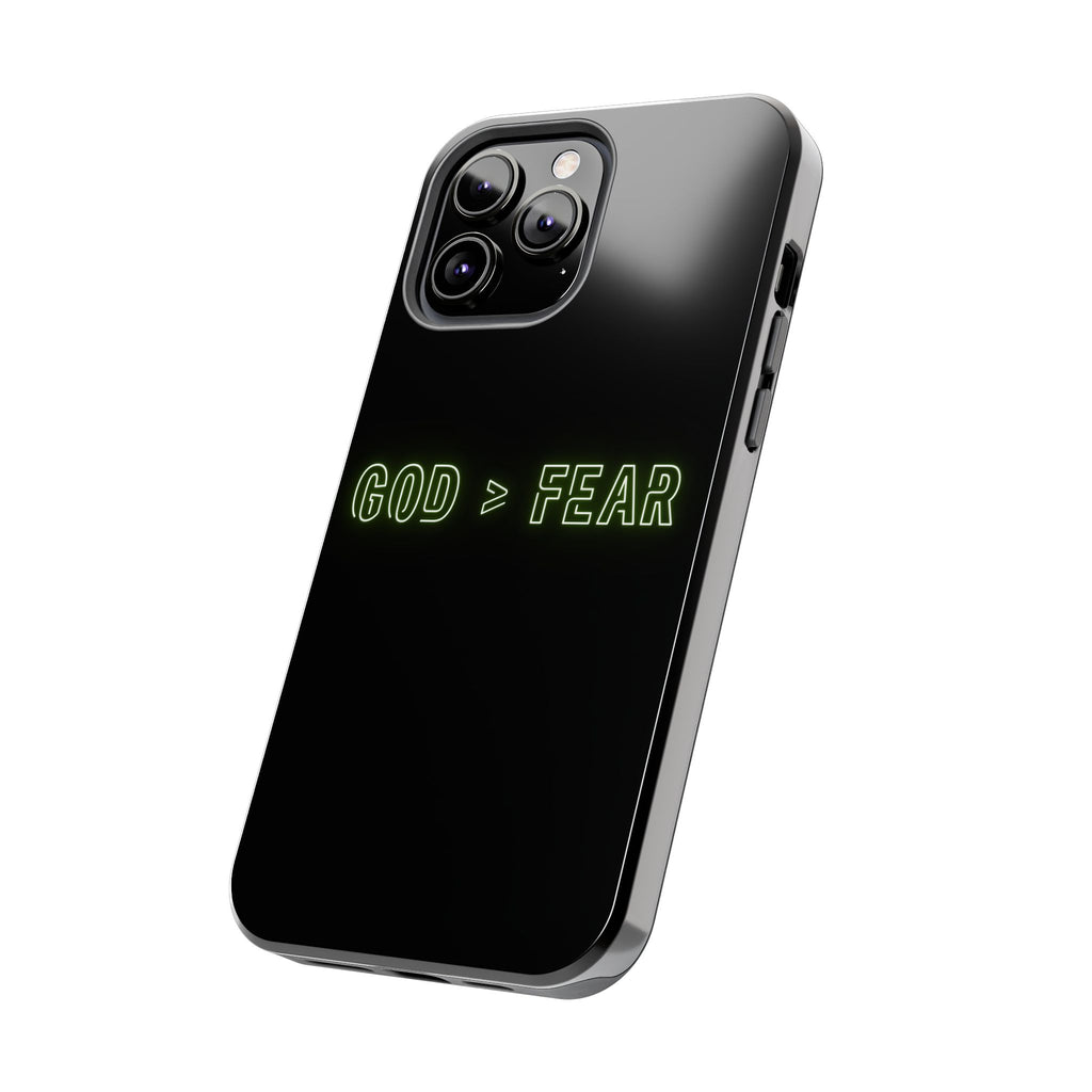 God > Fear Tough Phone Case — Neon Faith Protective iPhone Cover