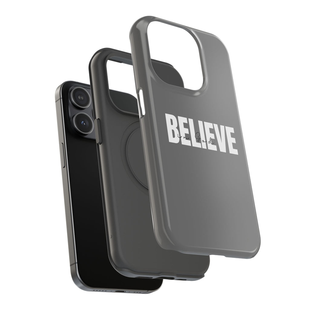 Phone Case — GREY "BELIEVE" Impact-Resistant Protective Cover