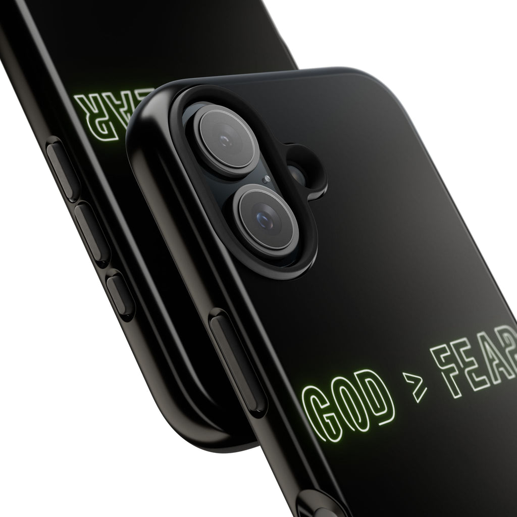 God > Fear Tough Phone Case — Neon Faith Protective iPhone Cover