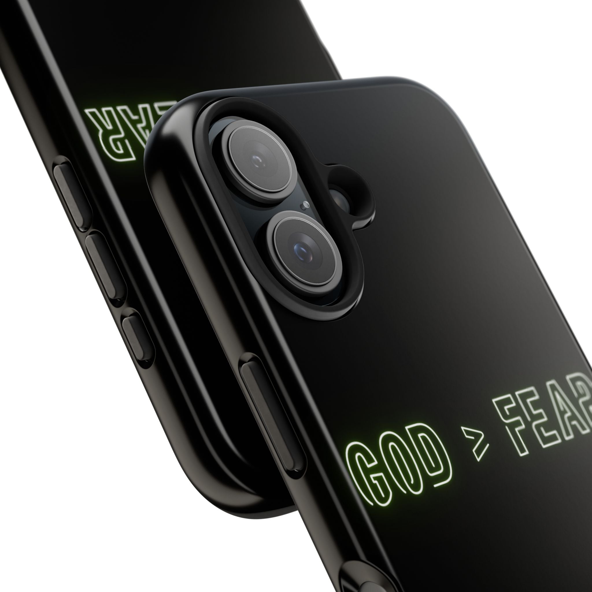 God > Fear Tough Phone Case — Neon Faith Protective iPhone Cover