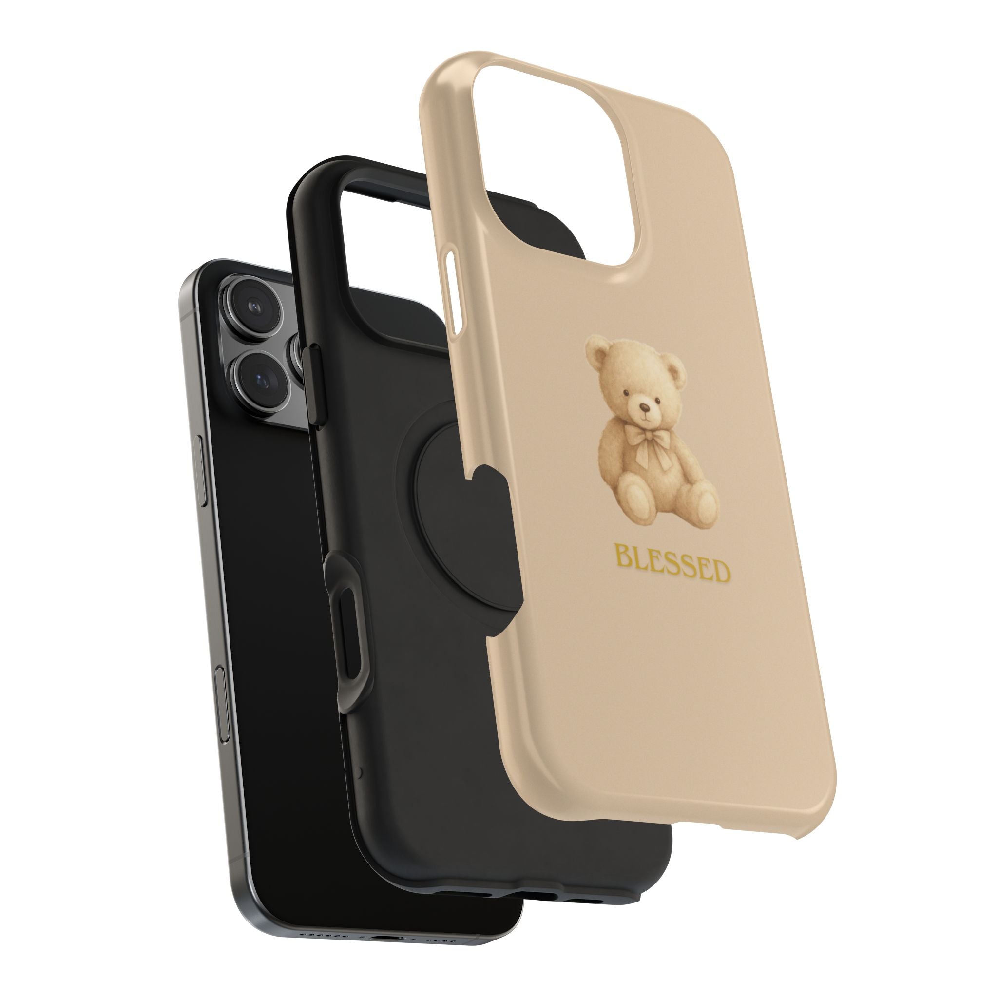 Teddy Bear "Blessed" Impact Phone Case — Protective iPhone Case with Cute Neutral Design