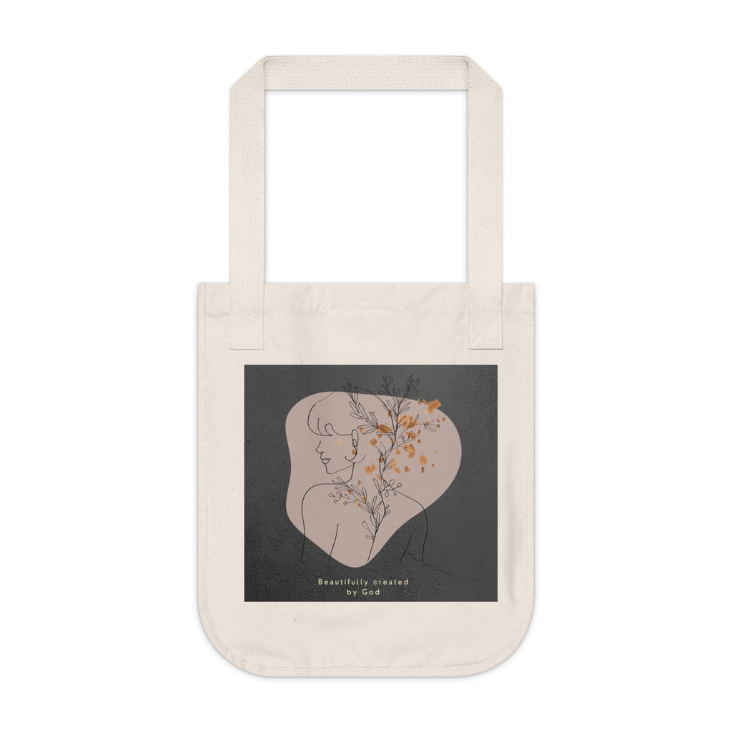 Tote Bag — Beautifully Created by God Minimal Line Art Floral Tote