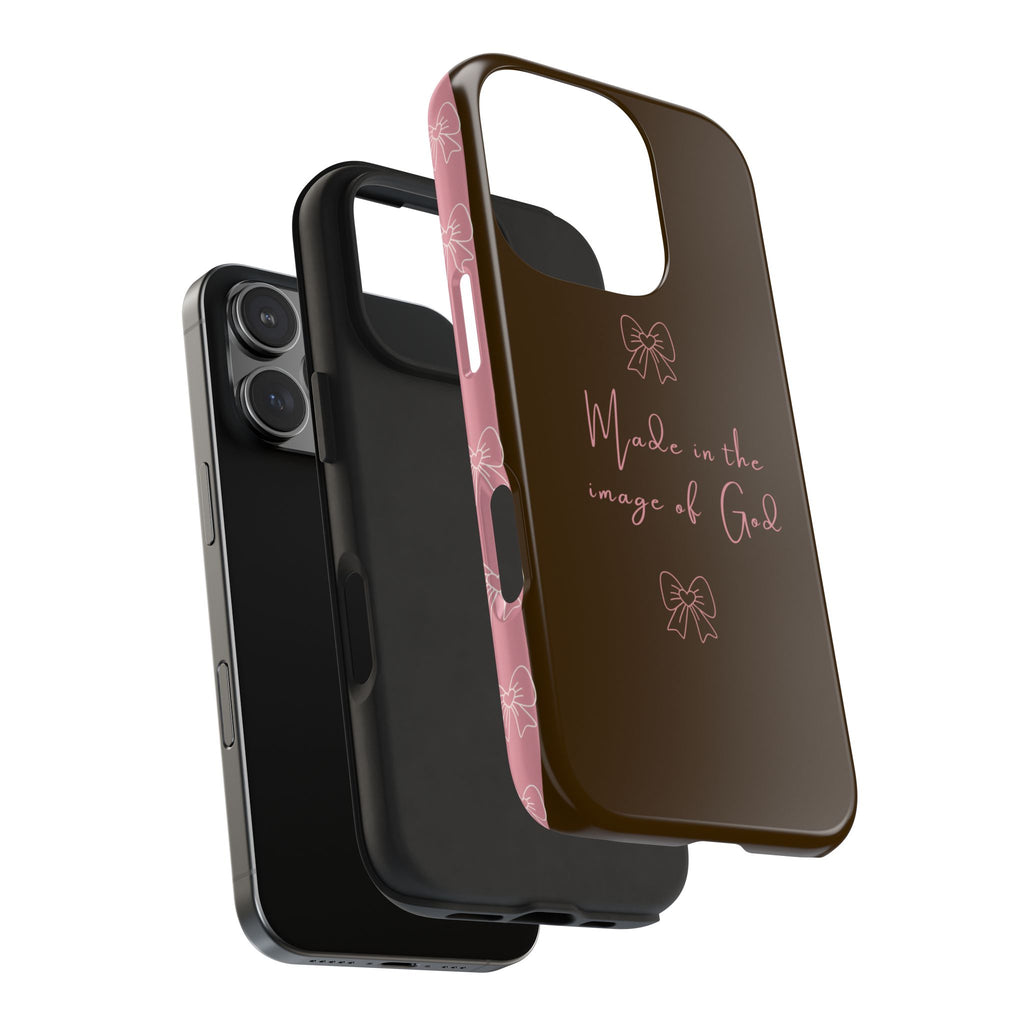 Made in the Image of God Tough Phone Case – Feminine Bow Christian Protective Cover