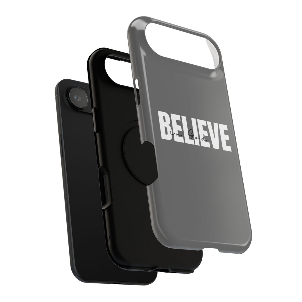 Phone Case — GREY "BELIEVE" Impact-Resistant Protective Cover
