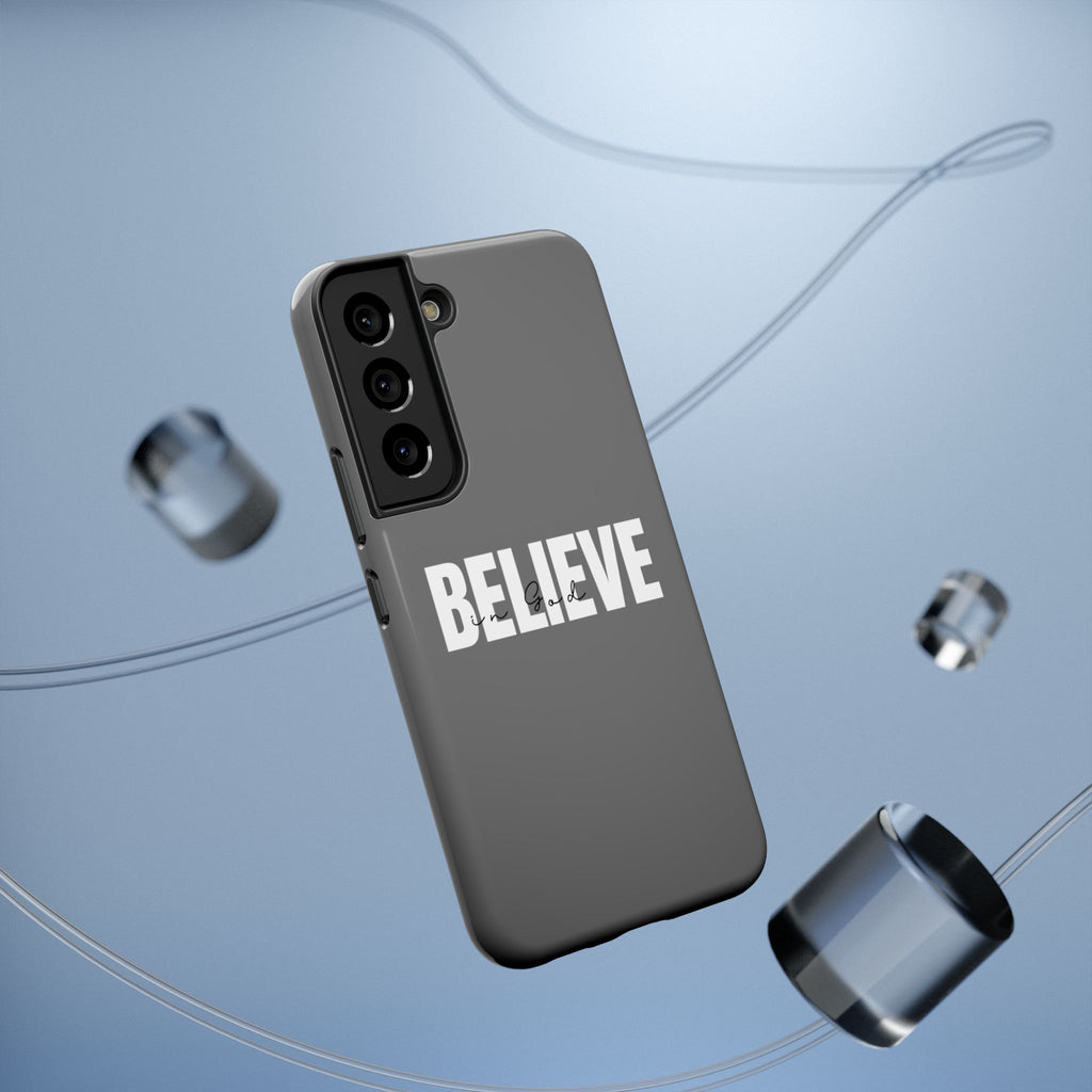Phone Case — GREY "BELIEVE" Impact-Resistant Protective Cover