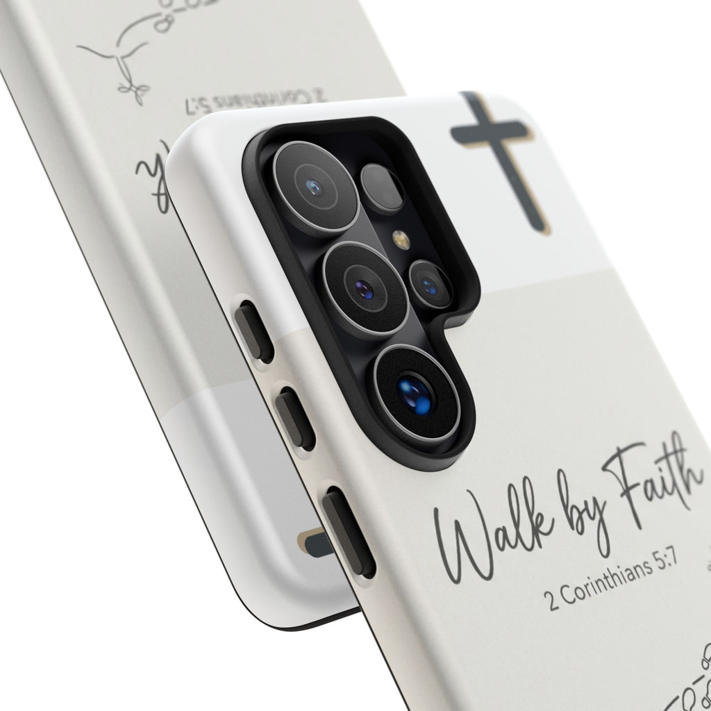 Christian Phone Case — "Walk by Faith" 2 Corinthians 5:7 Protective Tough Case
