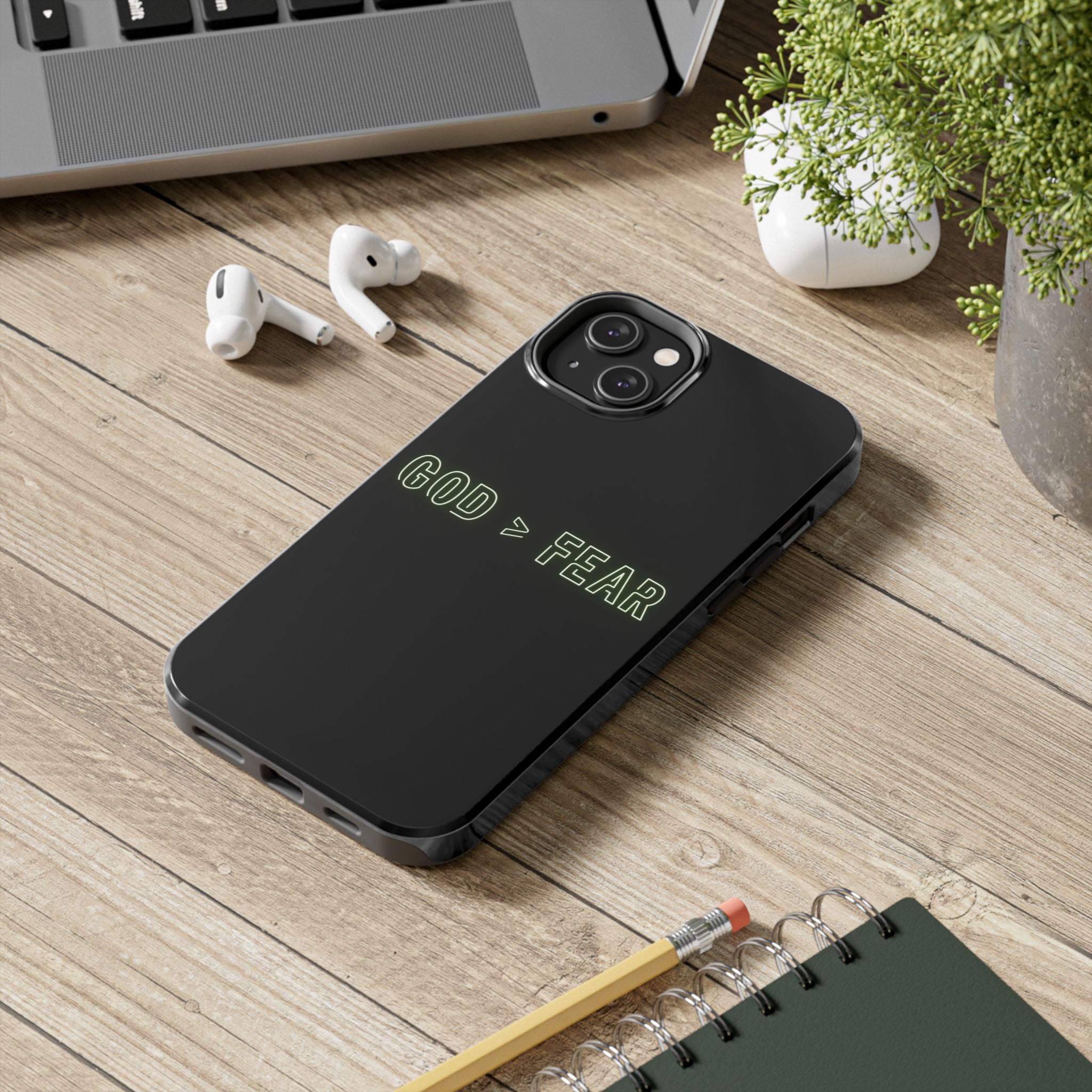 God > Fear Tough Phone Case — Neon Faith Protective iPhone Cover