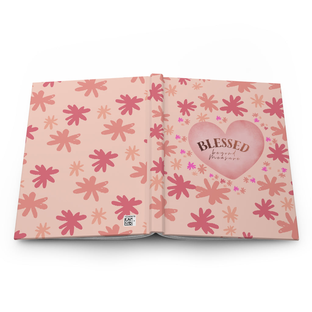 Blessed Beyond Measure Hardcover Journal — Floral Pink Gratitude Notebook