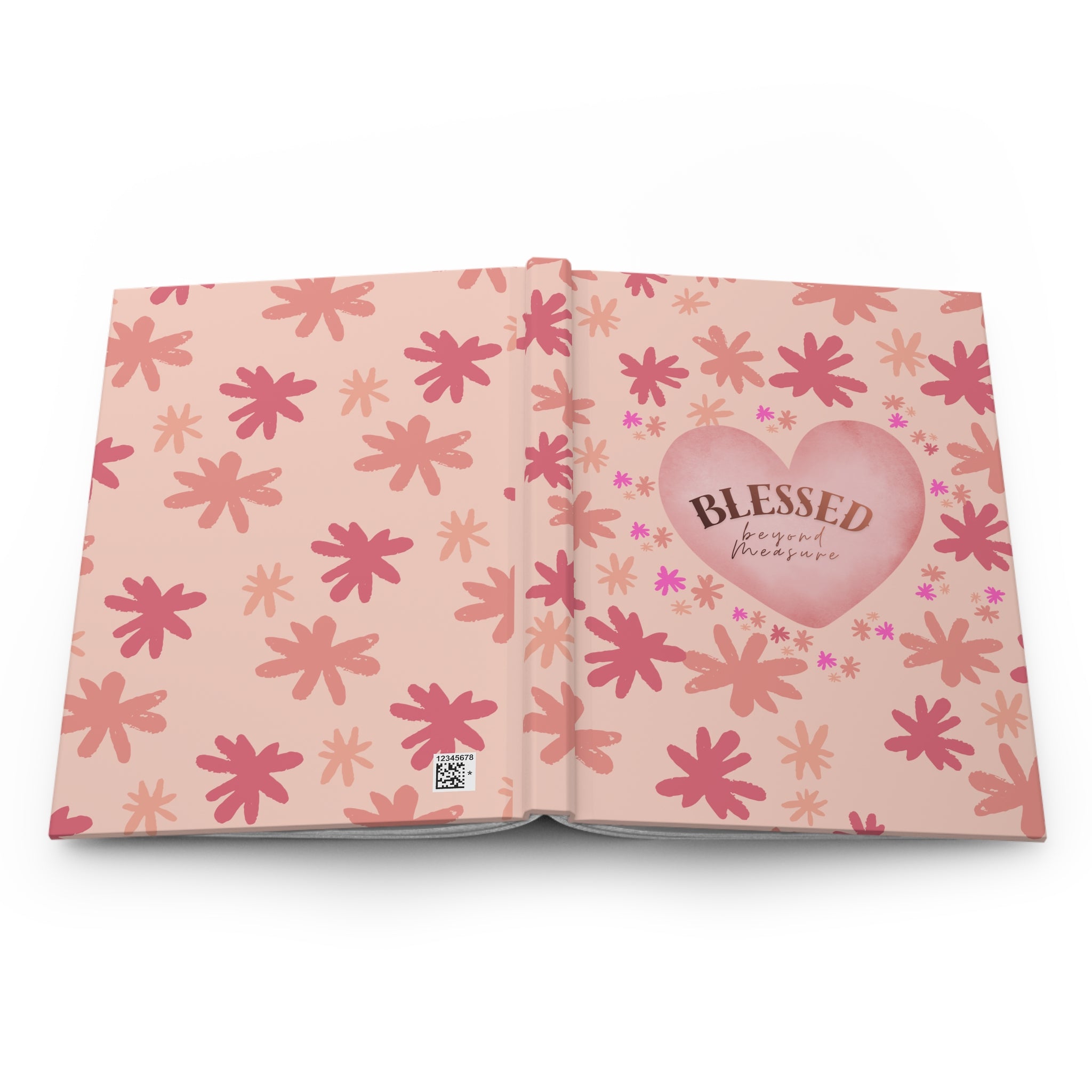 Blessed Beyond Measure Hardcover Journal — Floral Pink Gratitude Notebook