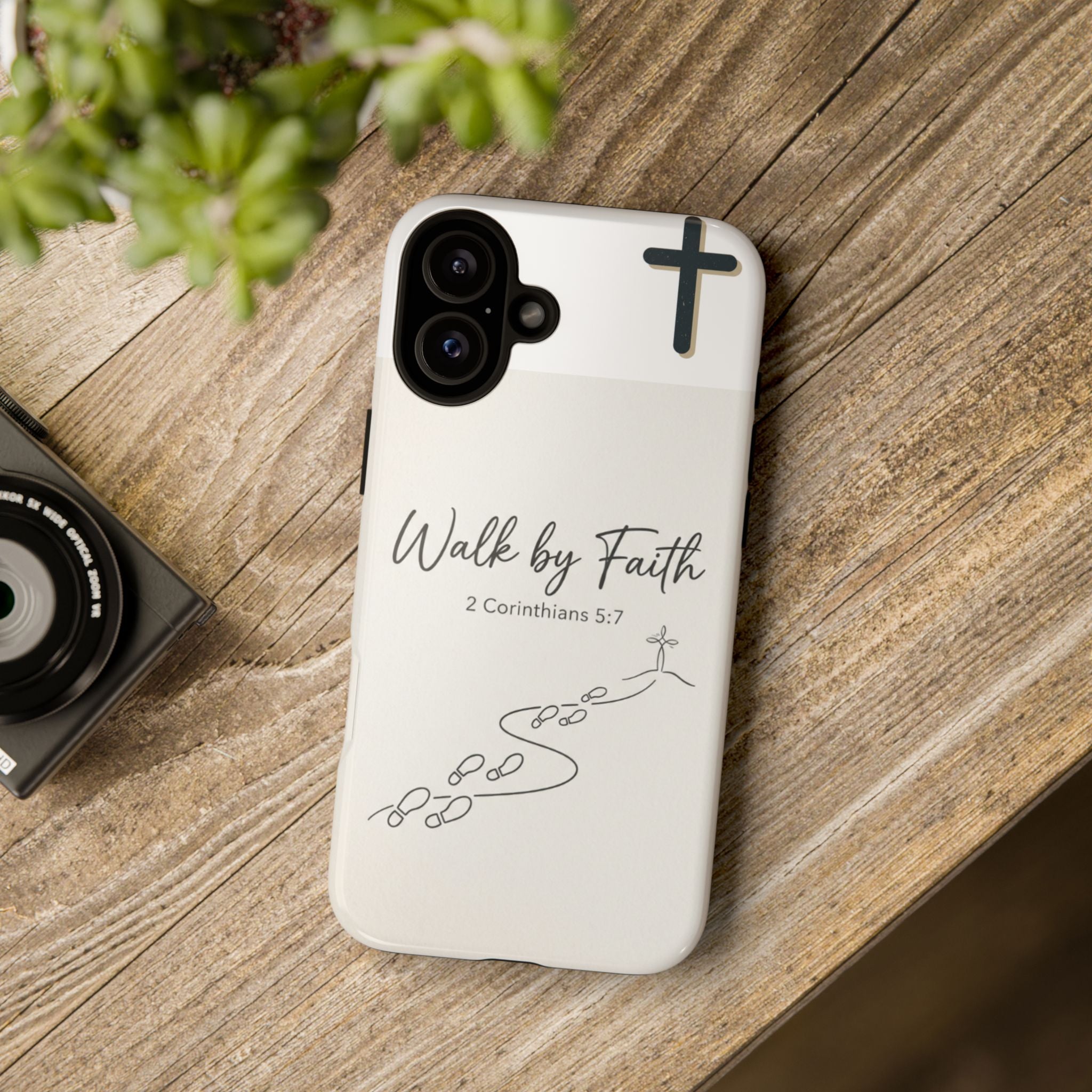 Christian Phone Case — "Walk by Faith" 2 Corinthians 5:7 Protective Tough Case