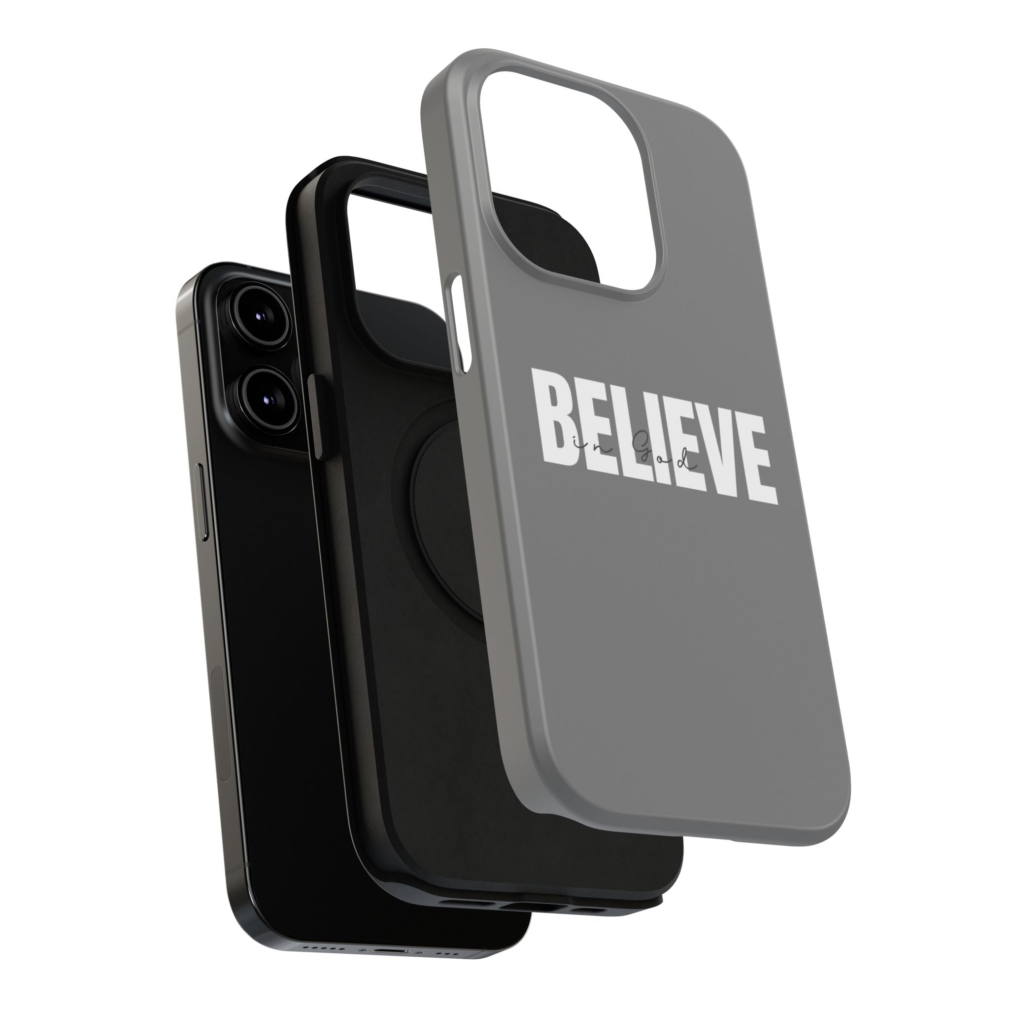 Phone Case — GREY "BELIEVE" Impact-Resistant Protective Cover
