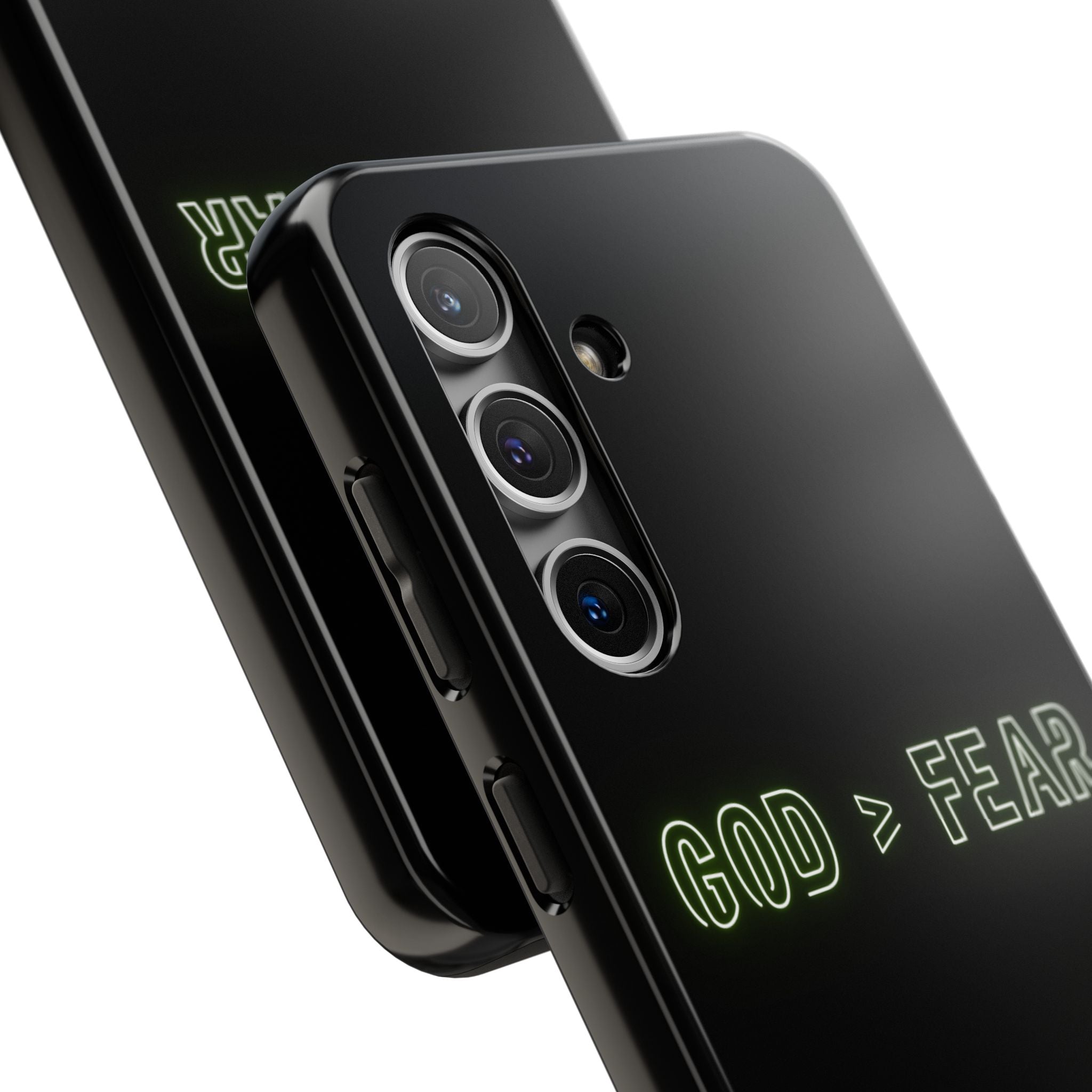 God > Fear Tough Phone Case — Neon Faith Protective iPhone Cover