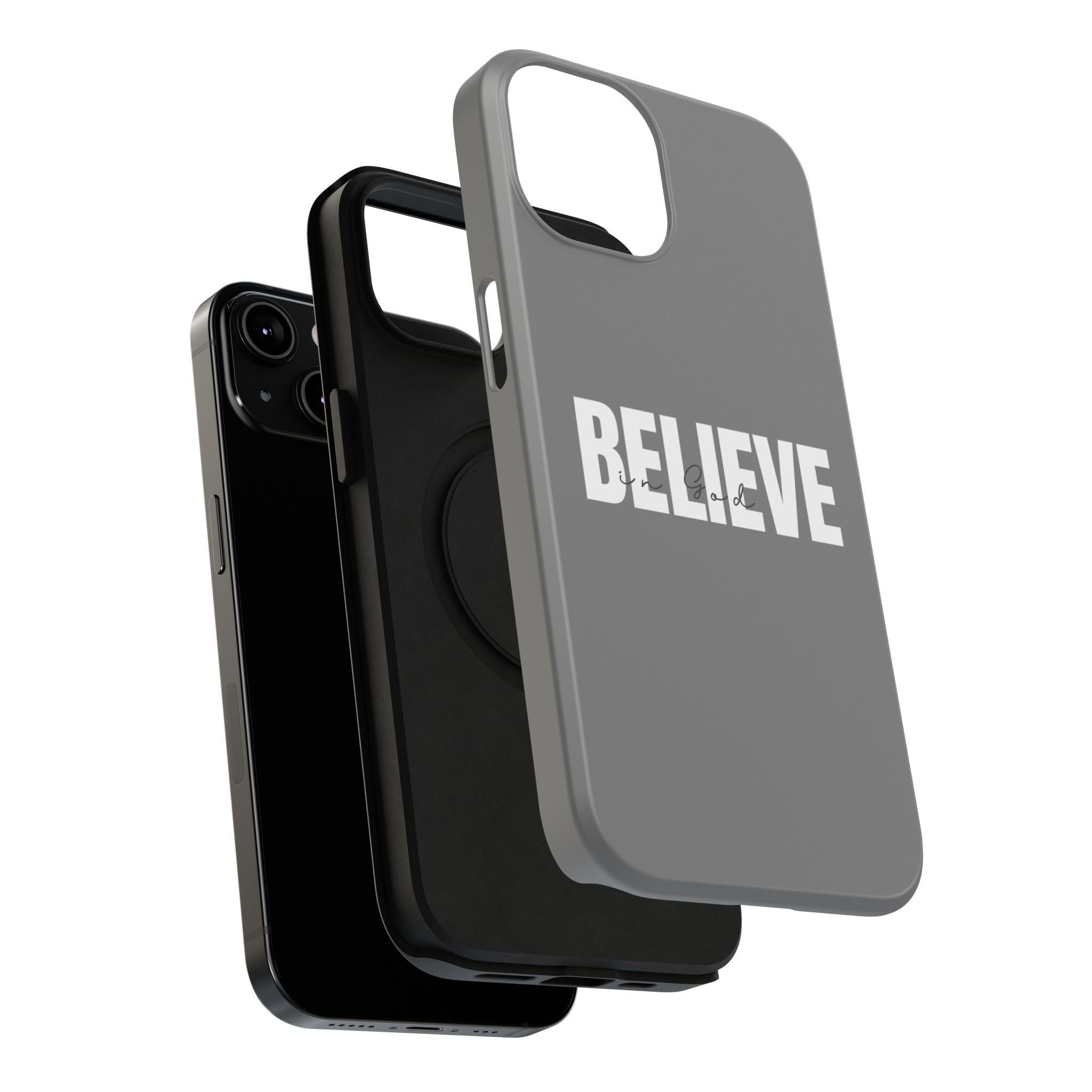 Phone Case — GREY "BELIEVE" Impact-Resistant Protective Cover