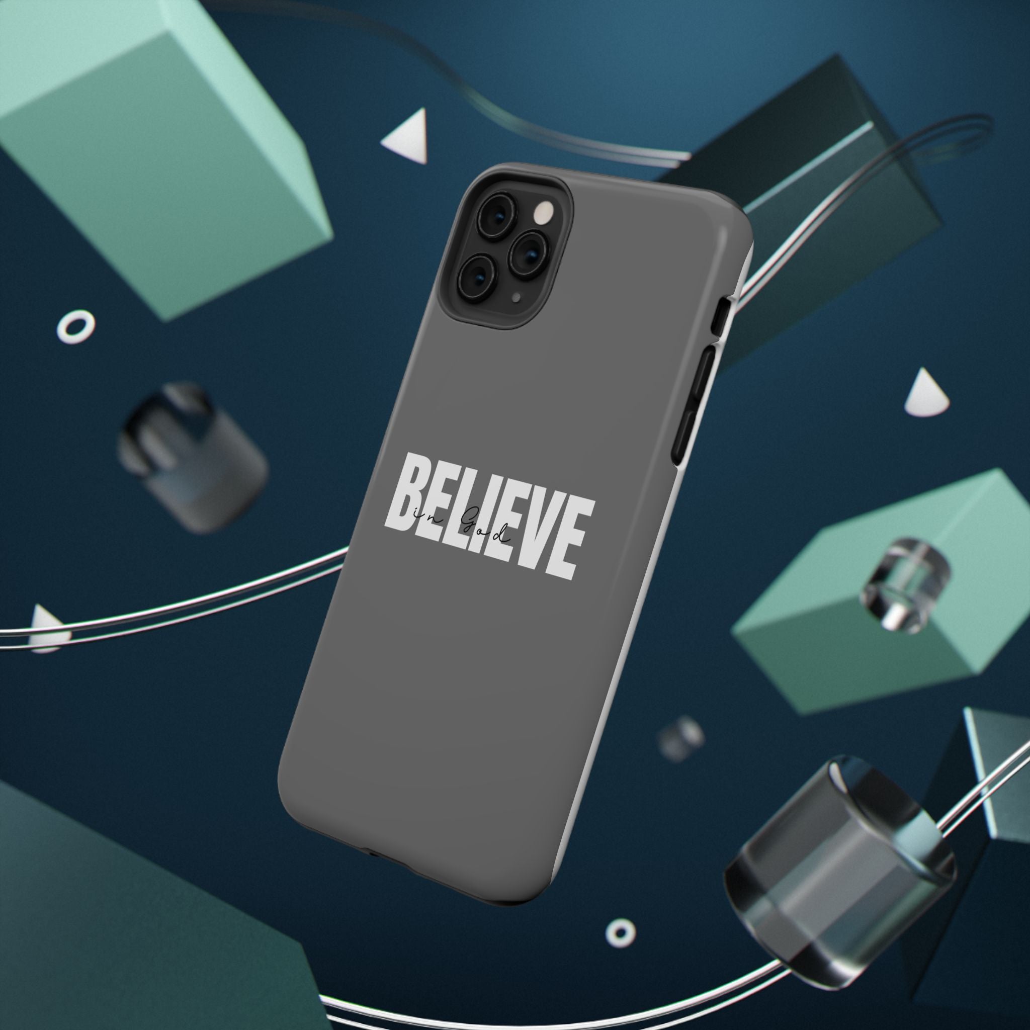 Phone Case — GREY "BELIEVE" Impact-Resistant Protective Cover